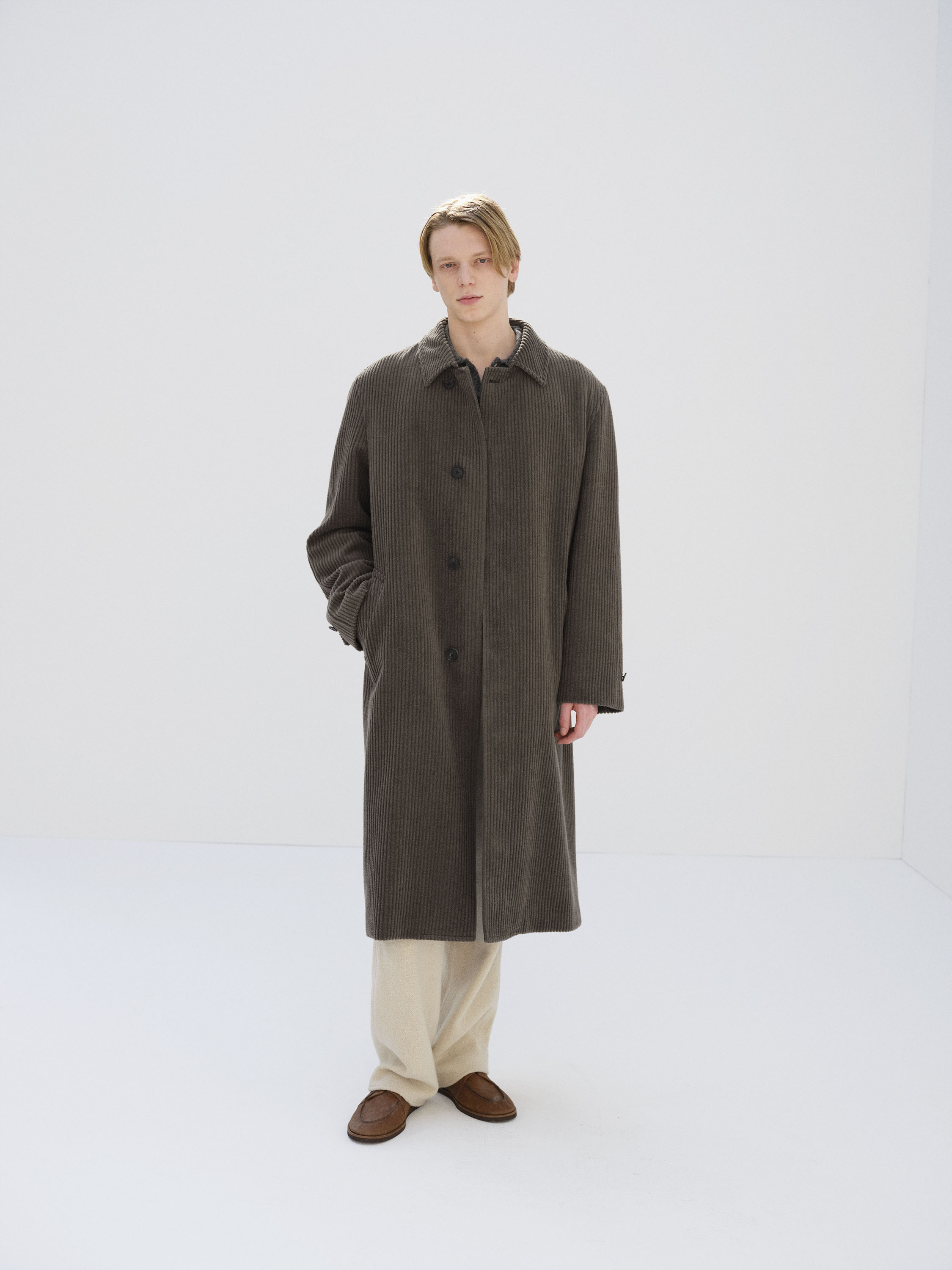 WOOL CASHMERE CORDUROY SOUTIEN COLLAR COAT 詳細画像 SMOKY BROWN 3