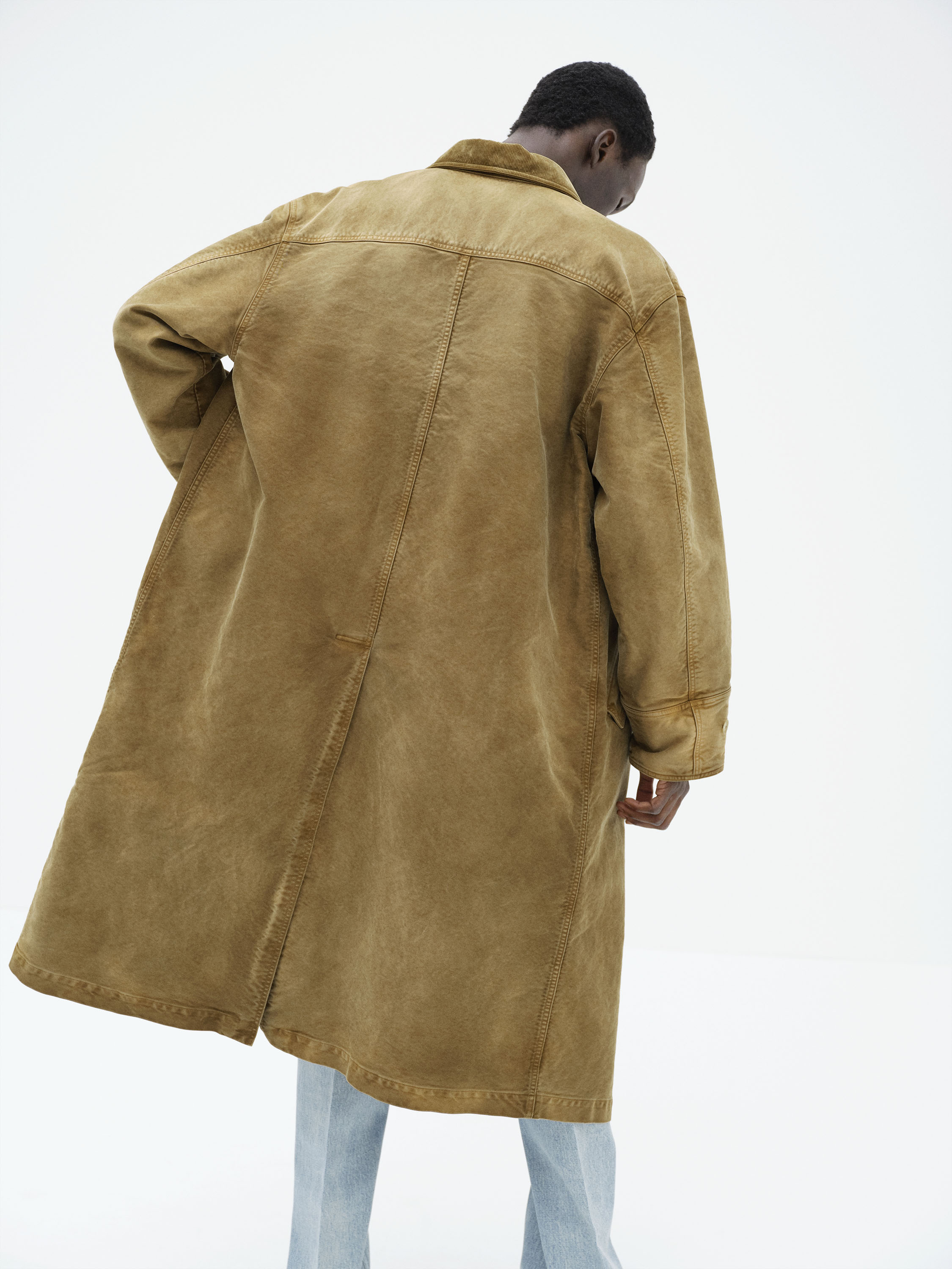 GARMENT-DYED ORGANIC COTTON HEAVY MOLESKIN COAT 詳細画像 FADED BROWN 2