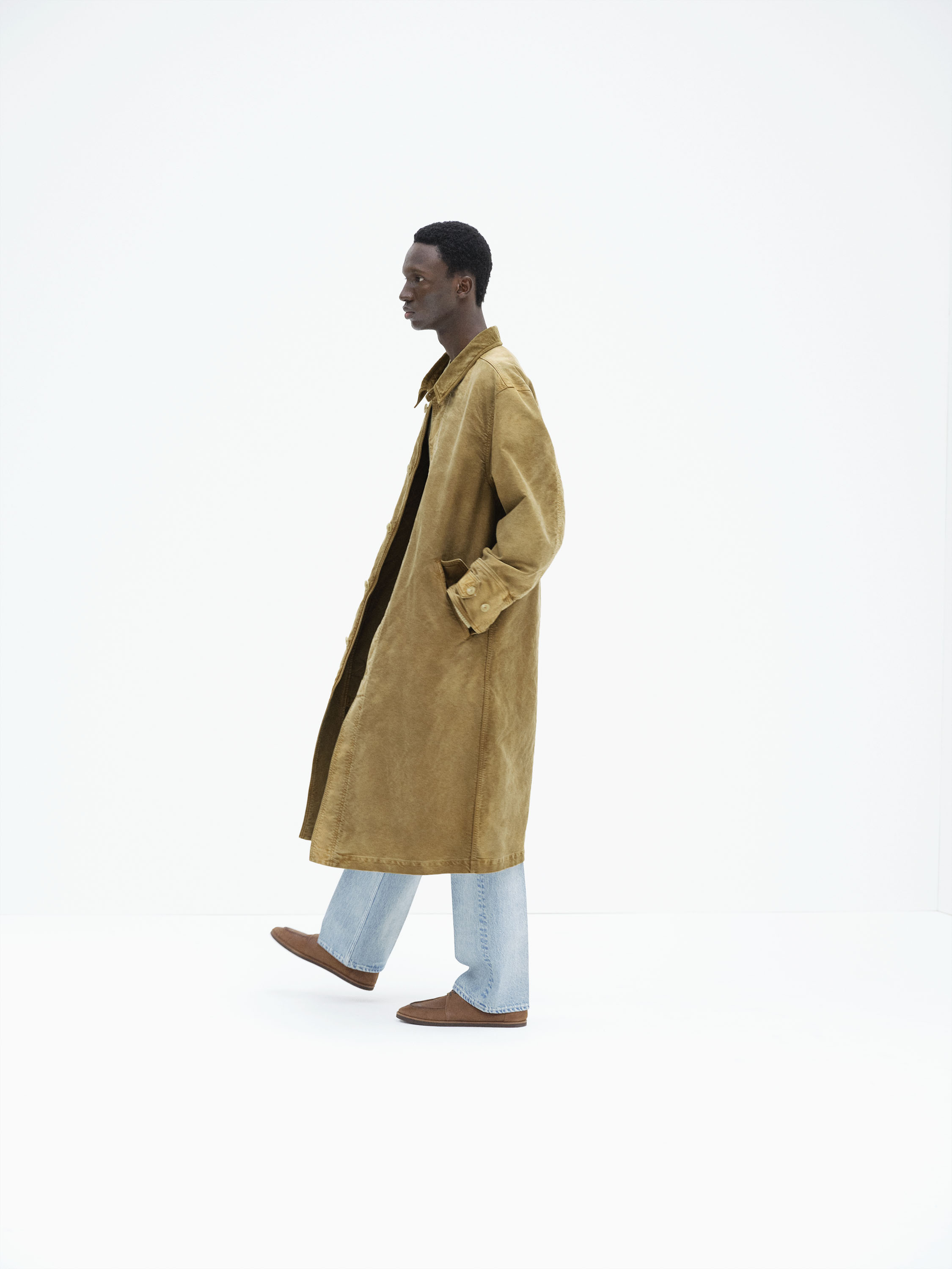 GARMENT-DYED ORGANIC COTTON HEAVY MOLESKIN COAT 詳細画像 FADED BROWN 4