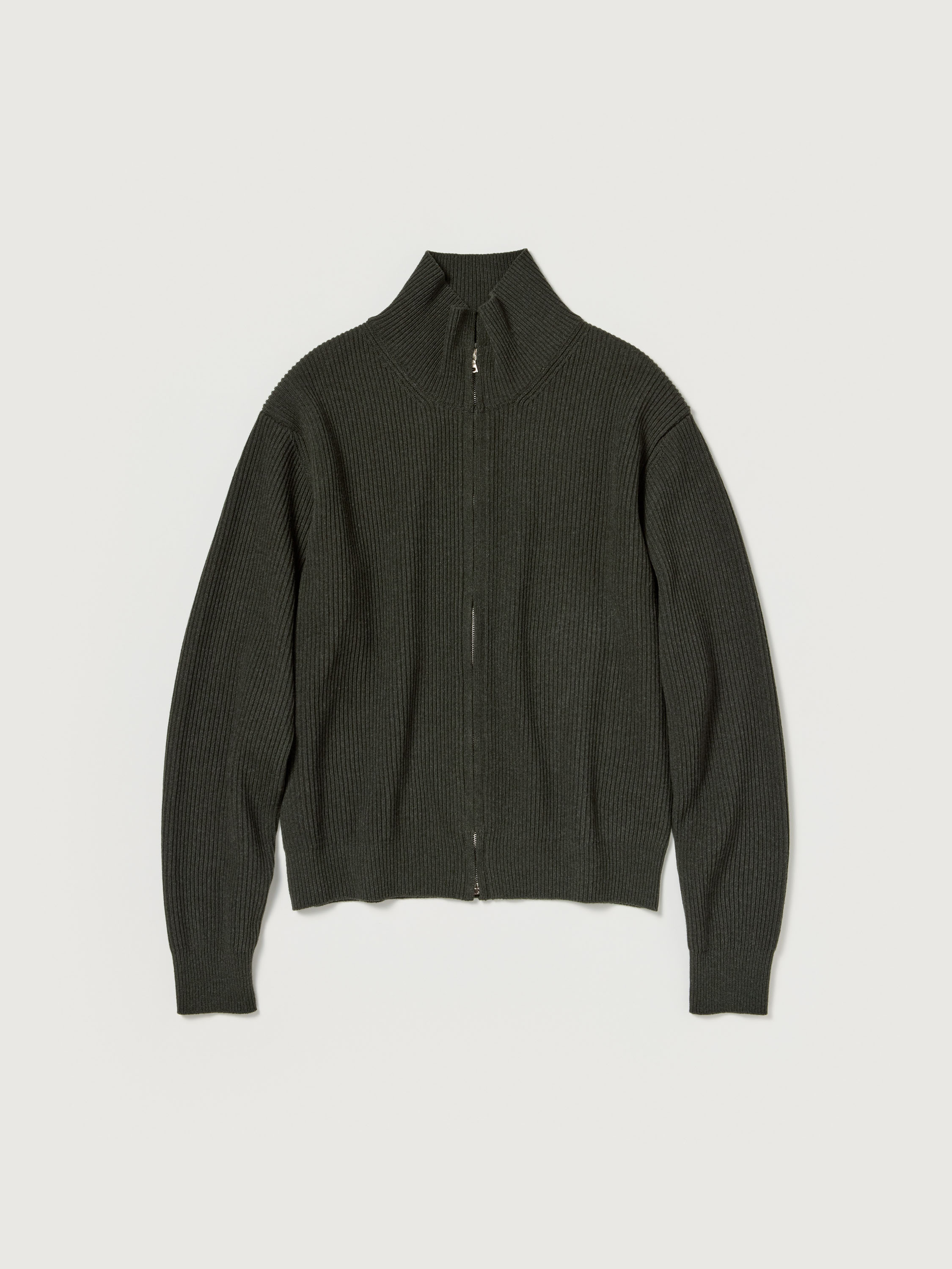 SUPER FINE WOOL RIB KNIT ZIP CARDIGAN 詳細画像 TOP DARK OLIVE 1