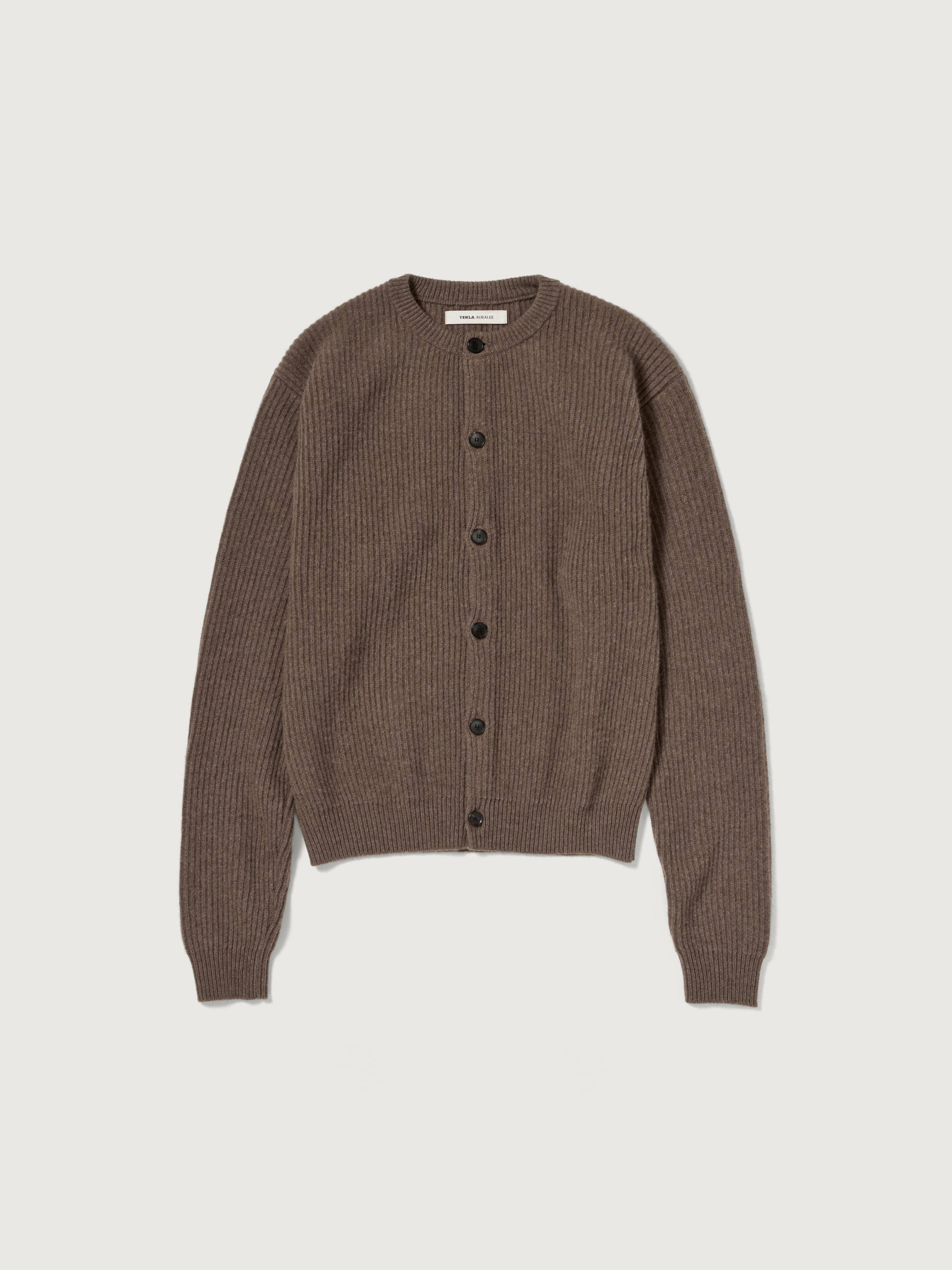 SUPER FINE WOOL CASHMERE RIB KNIT CARDIGAN 詳細画像 SOIL BROWN 4