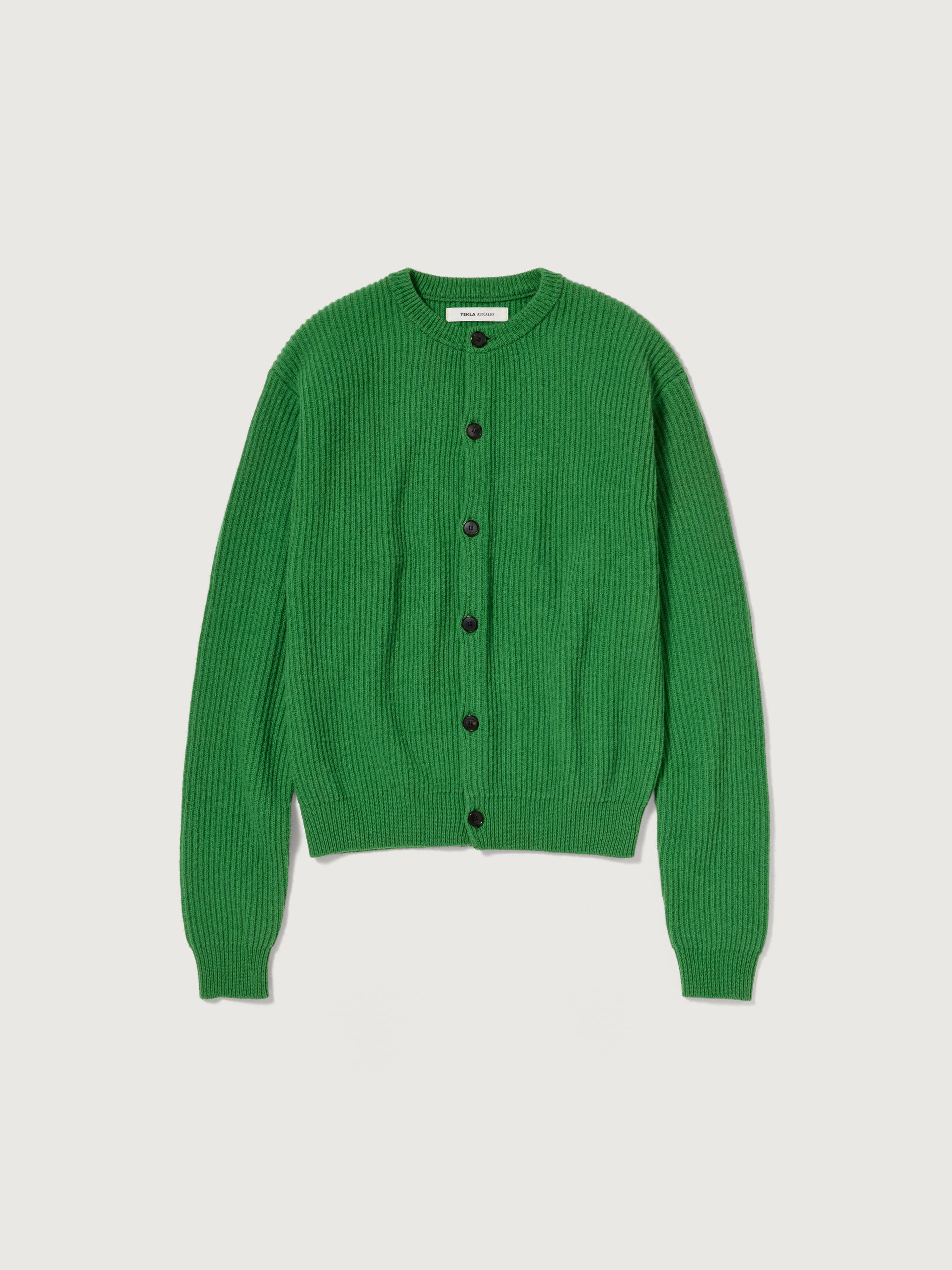 SUPER FINE WOOL CASHMERE RIB KNIT CARDIGAN 詳細画像 FOREST GREEN 1