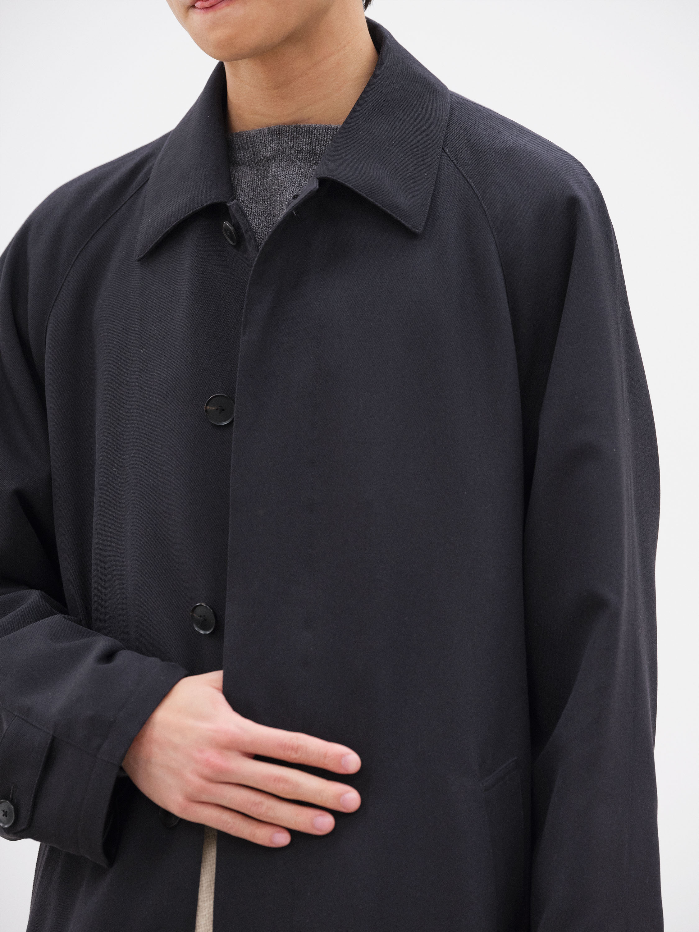 ULTRA FINE WOOL TWILL WOOL-LINED COAT 詳細画像 DARK NAVY &times; MIX GREEN 4