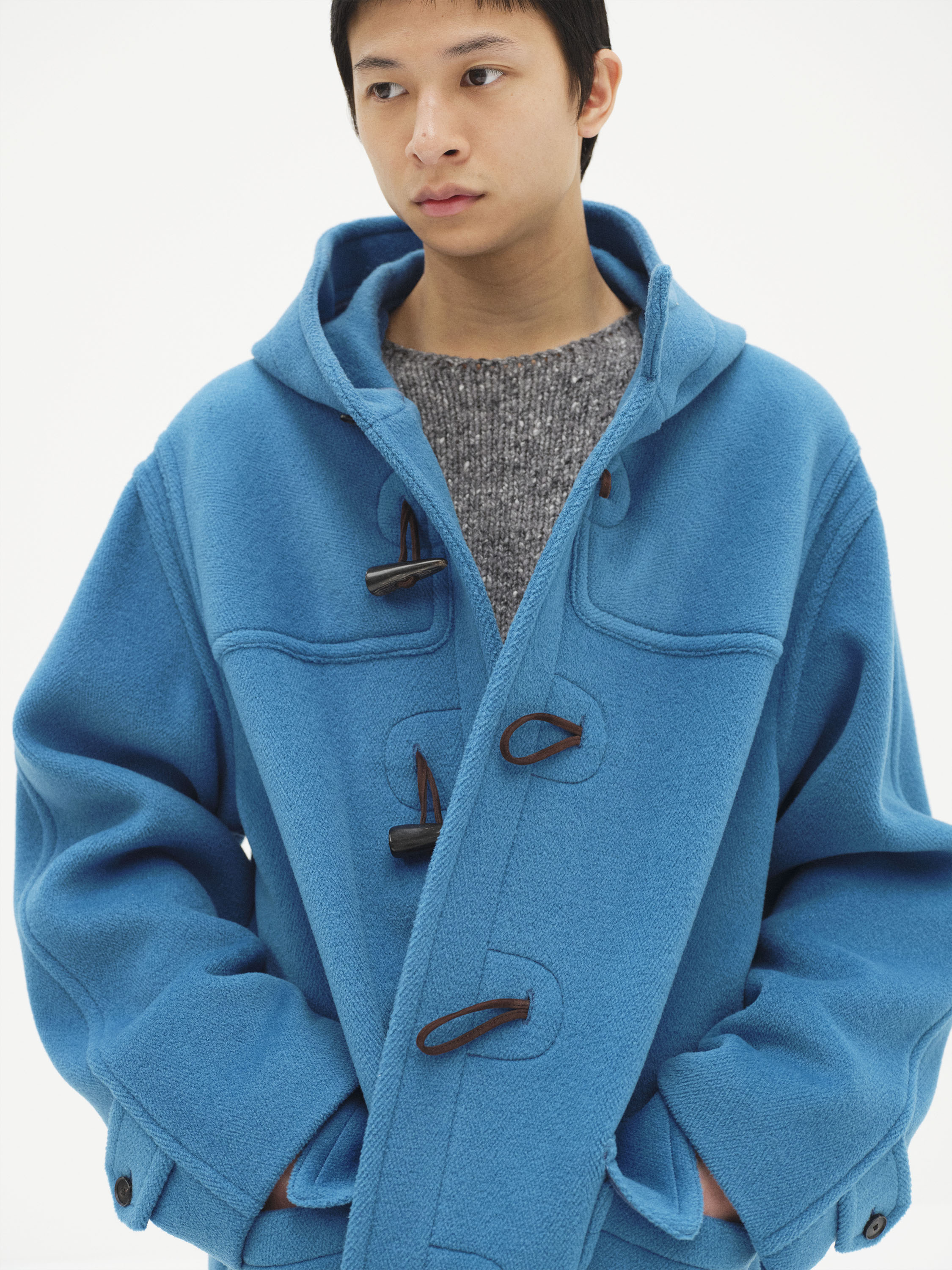 WOOL HERRINGBONE DUFFLE COAT 詳細画像 CERULEAN BLUE 4