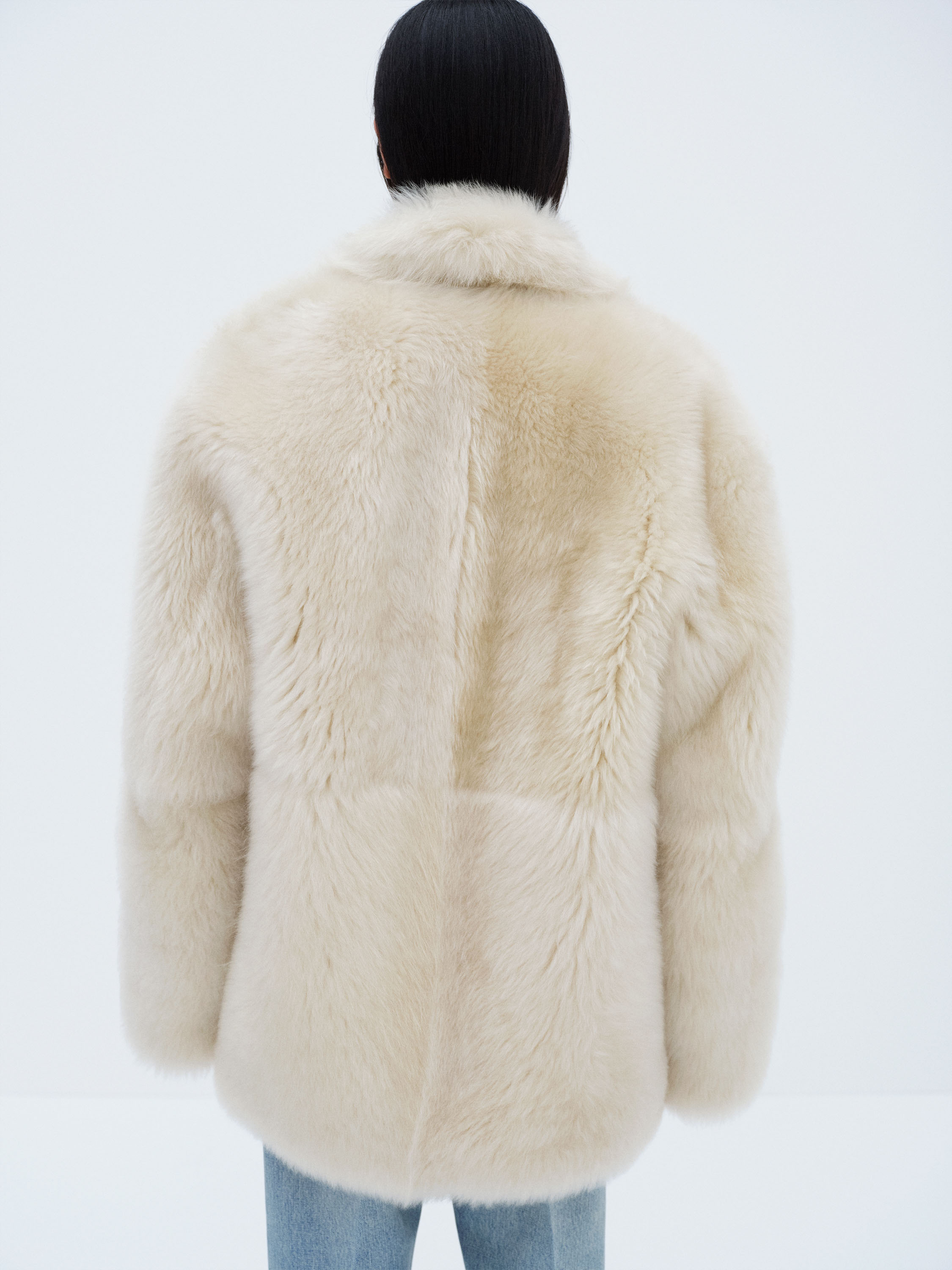 LONG HAIRED MERINO MOUTON SHORT COAT 詳細画像 IVORY BEIGE 4