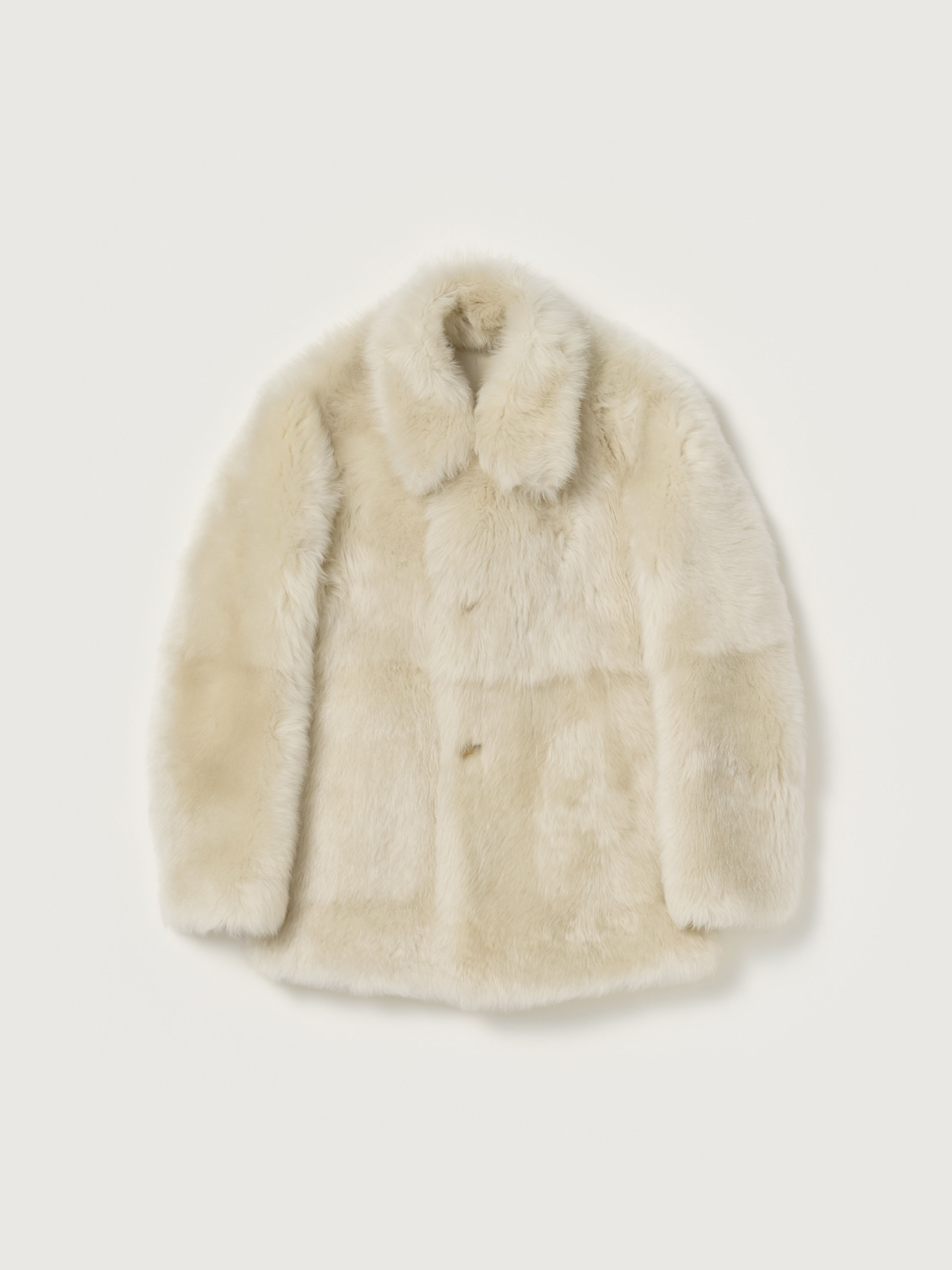LONG HAIRED MERINO MOUTON SHORT COAT 詳細画像 IVORY BEIGE 6