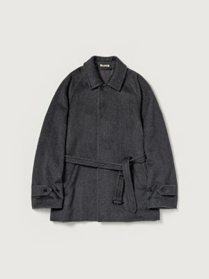 HAIRY WOOL MOHAIR CHAMBRAY SOUTIEN COLLAR COAT