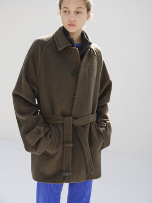 HAIRY WOOL MOHAIR CHAMBRAY SOUTIEN COLLAR COAT