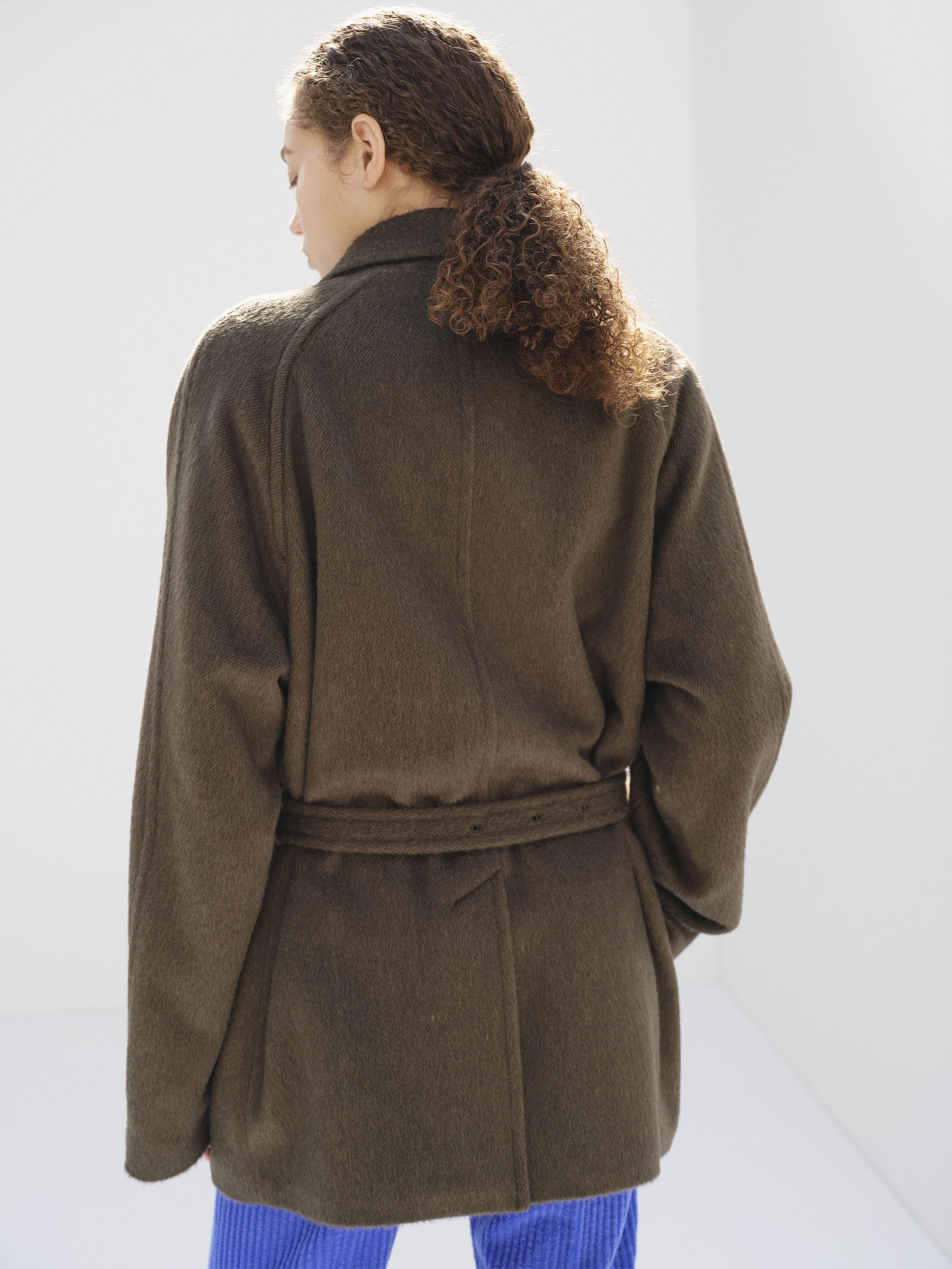 HAIRY WOOL MOHAIR CHAMBRAY SOUTIEN COLLAR COAT - AURALEE Official