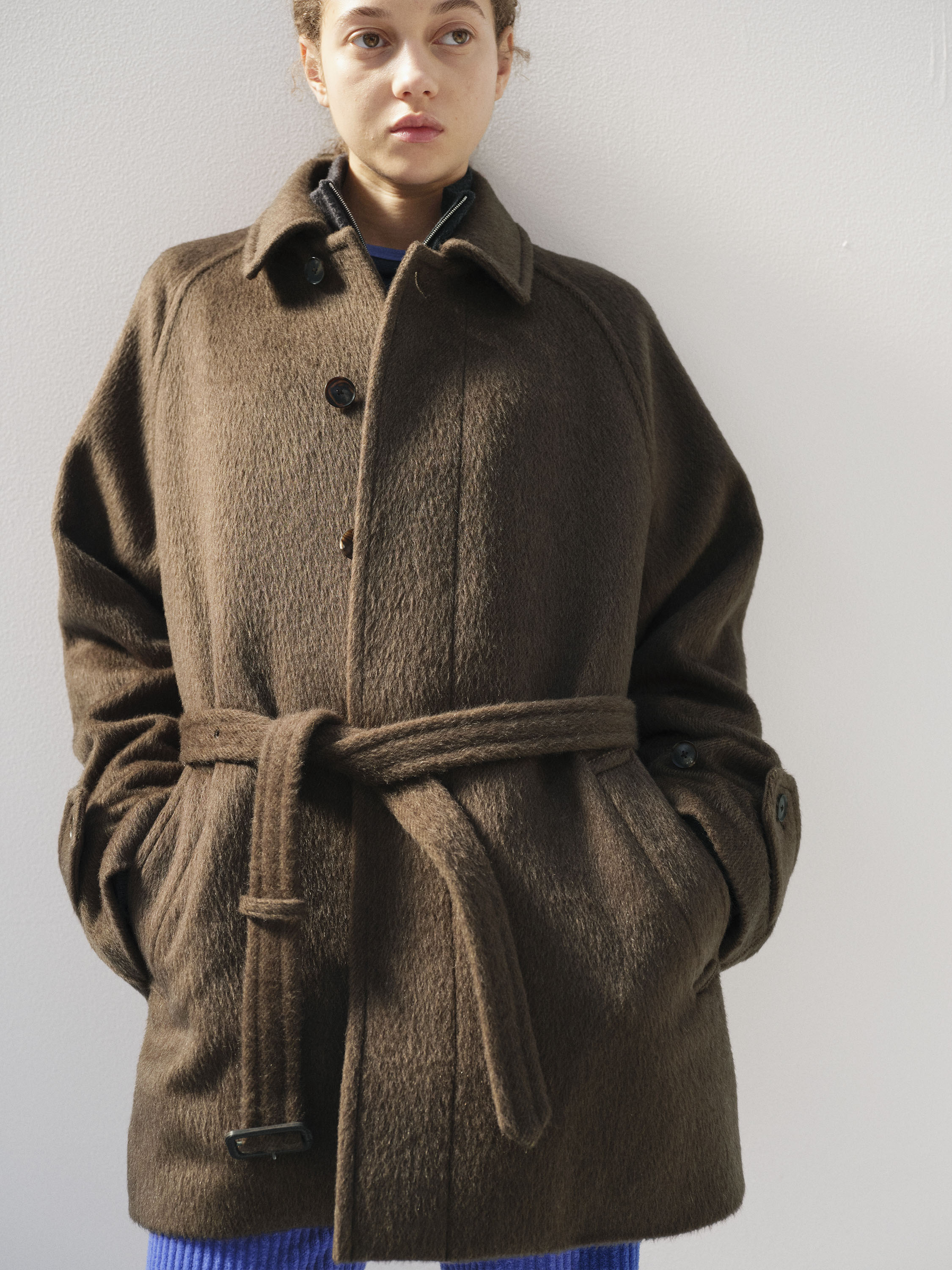 HAIRY WOOL MOHAIR CHAMBRAY SOUTIEN COLLAR COAT 詳細画像 BROWN 6