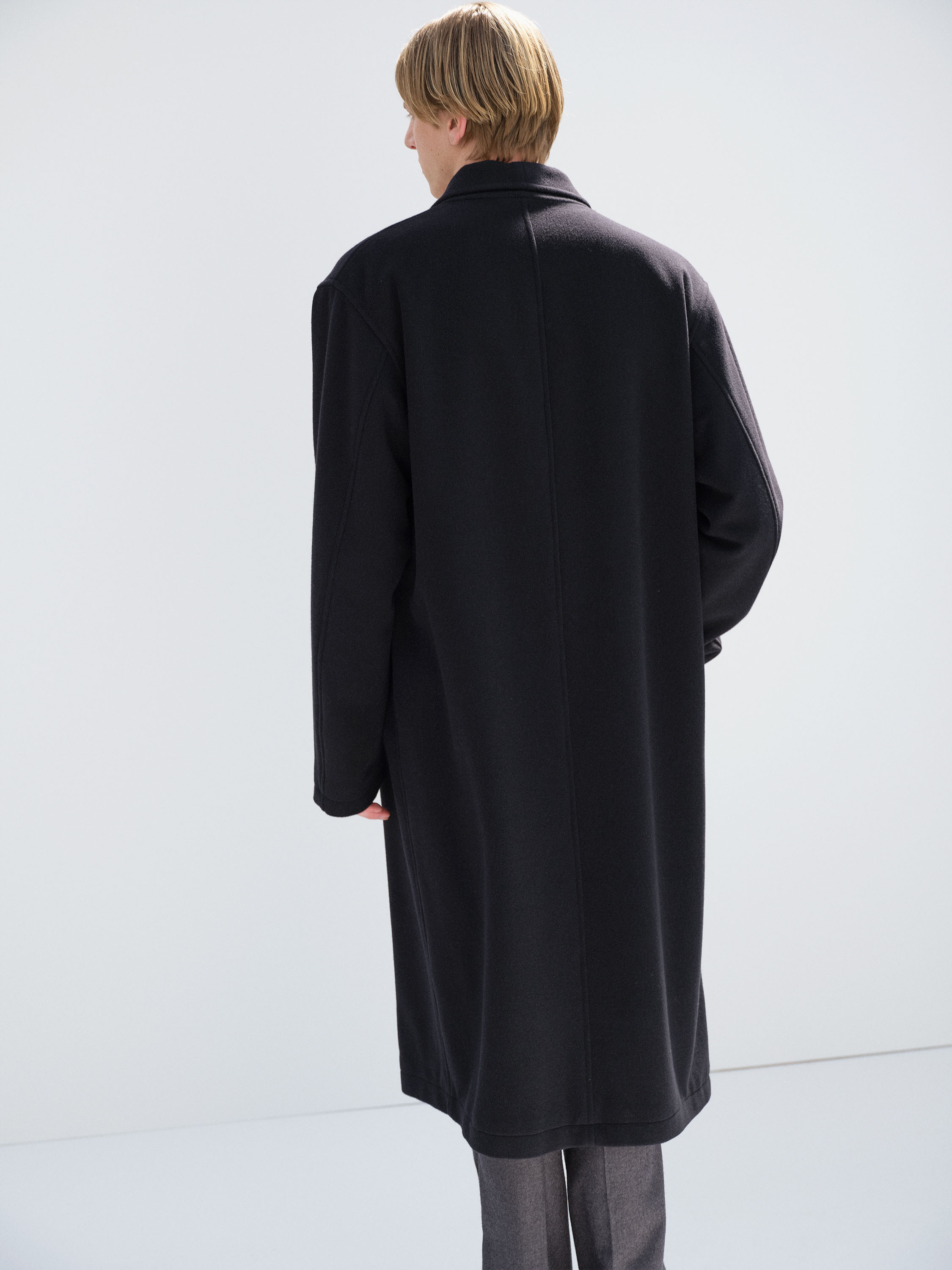 SUPER FINE WOOL MOSSER SHAWL COLLAR COAT 詳細画像 BLACK 6