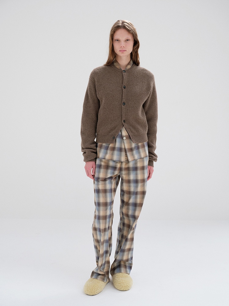 SUPER FINE WOOL CASHMERE RIB KNIT CARDIGAN