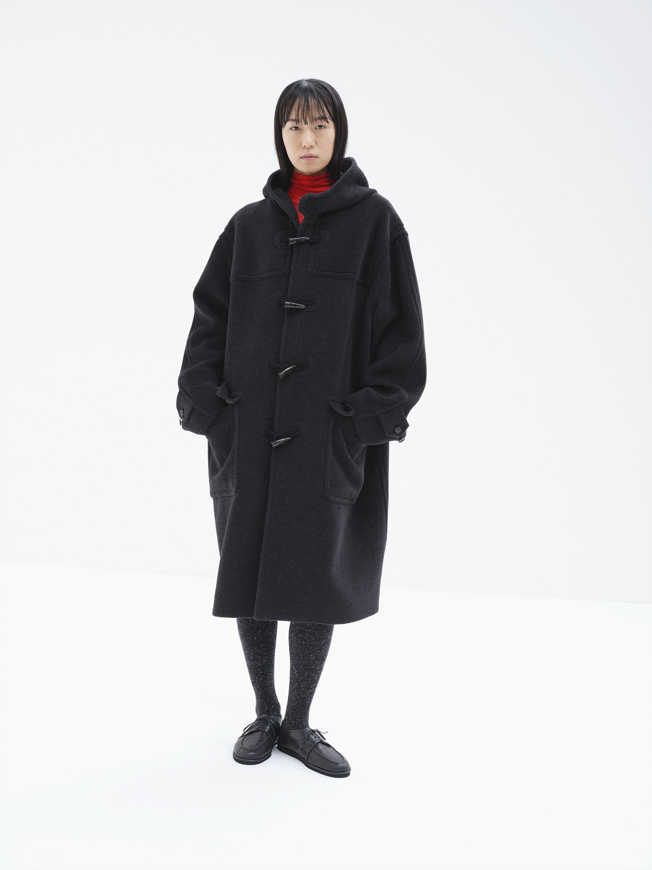 WOOL HERRINGBONE DUFFLE COAT 詳細画像 DARK CHARCOAL 1