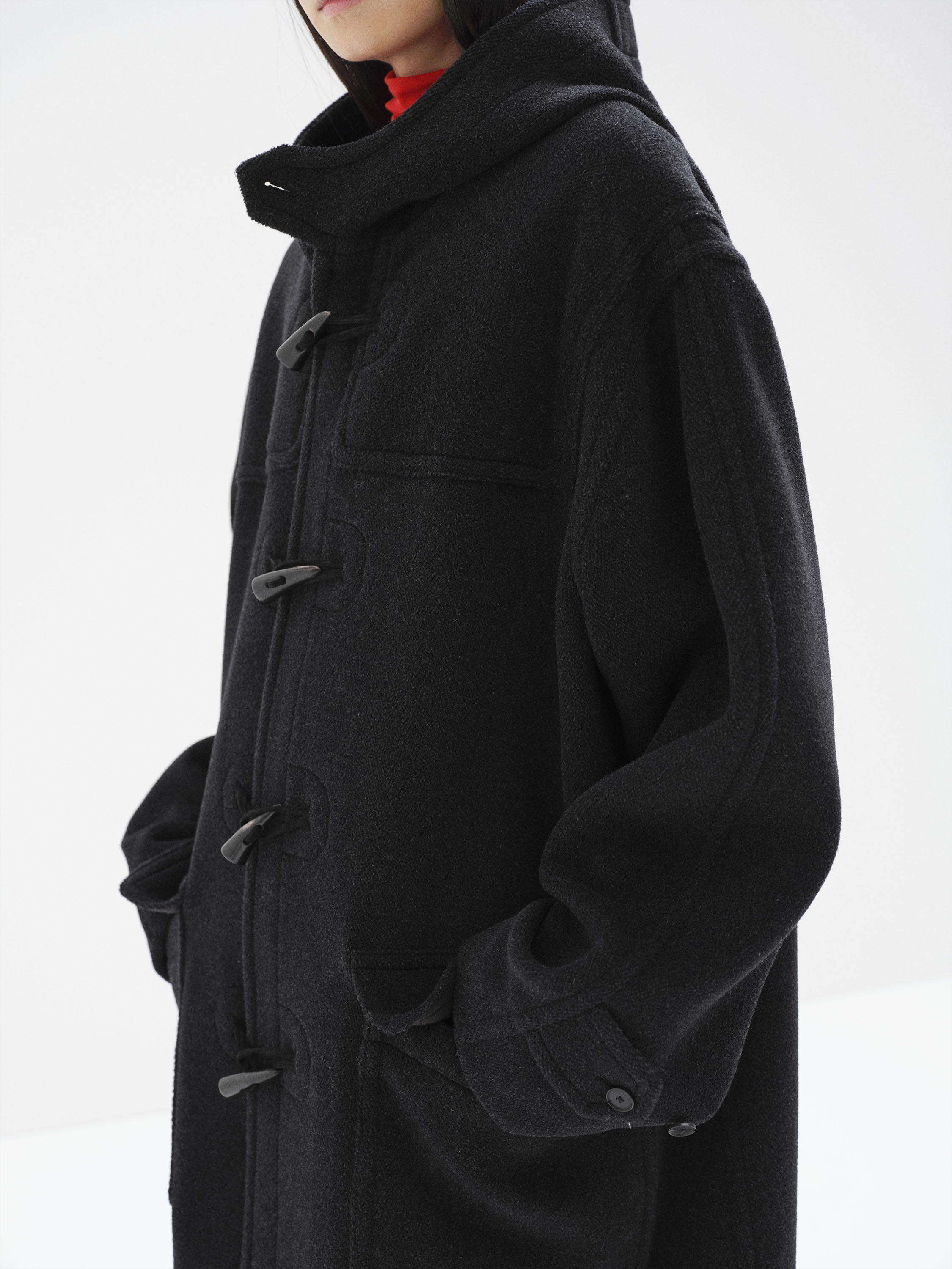WOOL HERRINGBONE DUFFLE COAT 詳細画像 DARK CHARCOAL 5