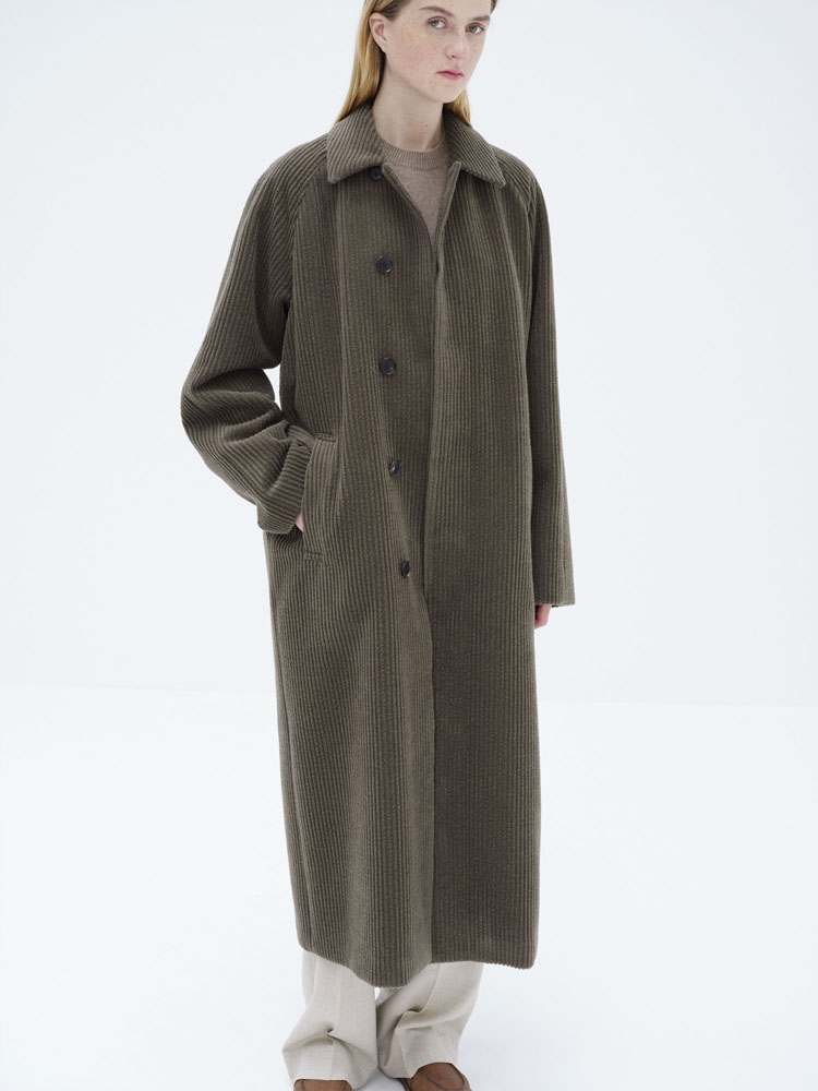 WOOL CASHMERE CORDUROY SOUTIEN COLLAR COAT