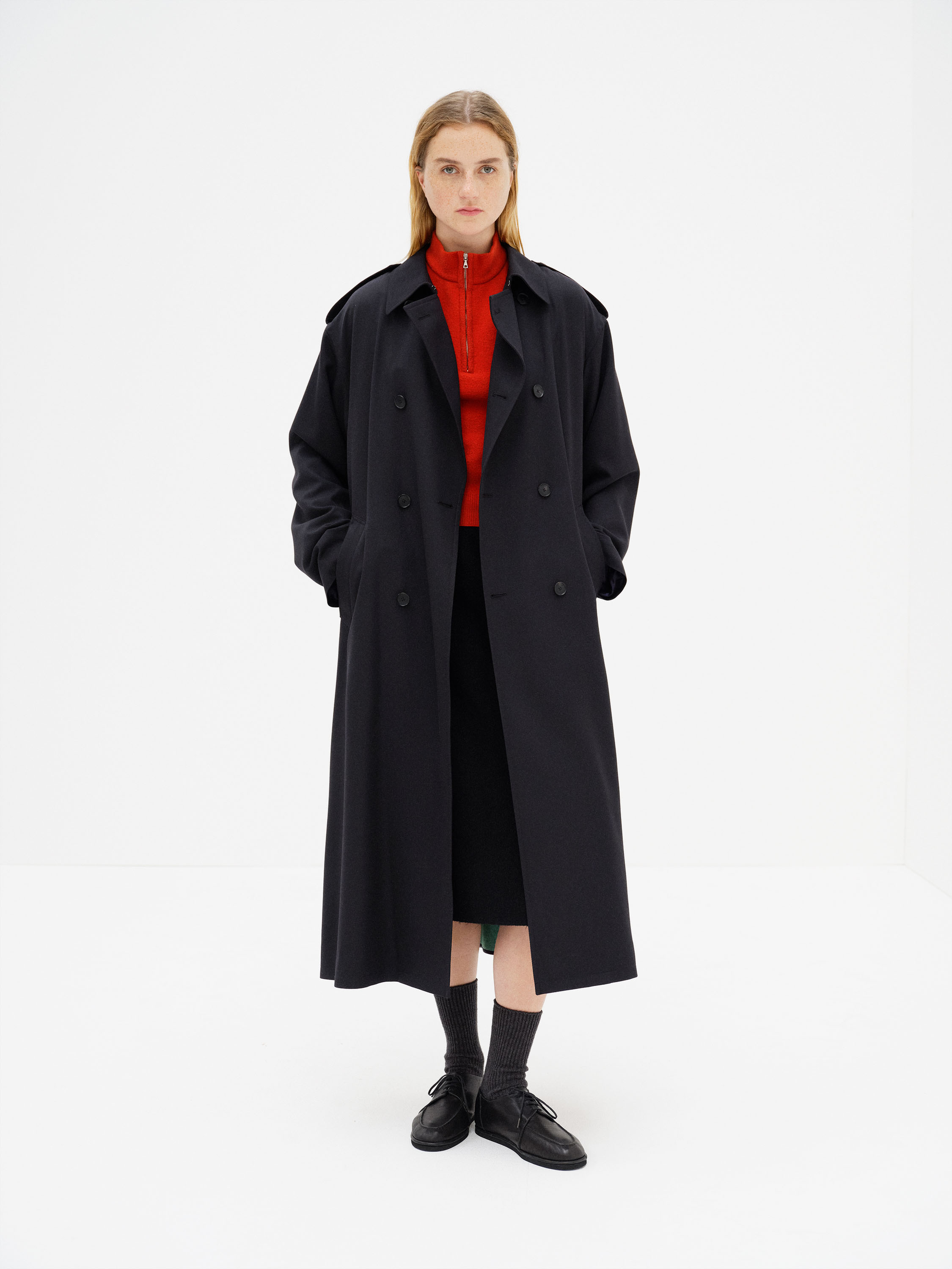 ULTRA FINE WOOL TRENCH COAT WITH DETACHABLE LINER 詳細画像 DARK NAVY × MIX GREEN 1