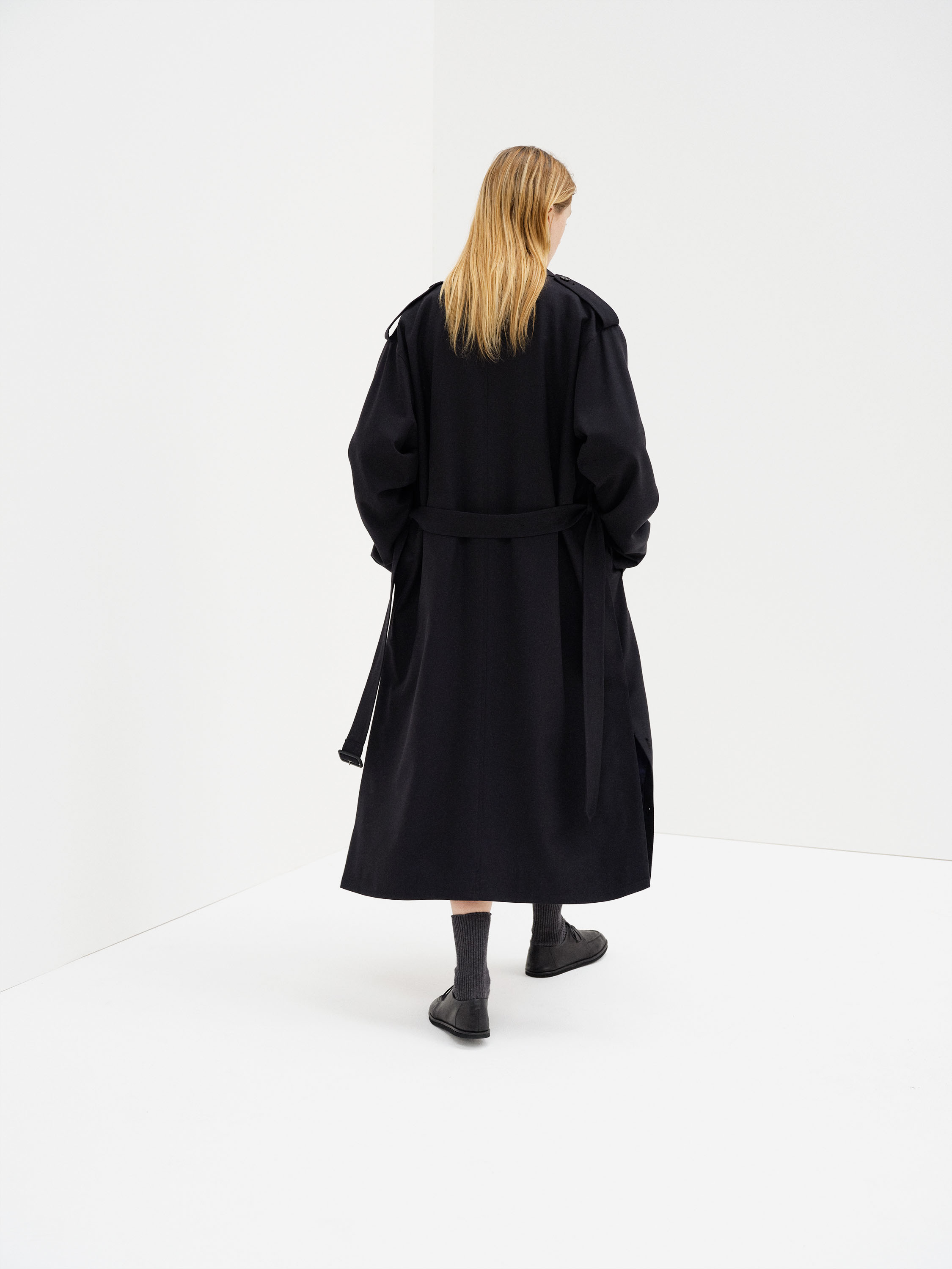 ULTRA FINE WOOL TRENCH COAT WITH DETACHABLE LINER 詳細画像 DARK NAVY × MIX GREEN 6