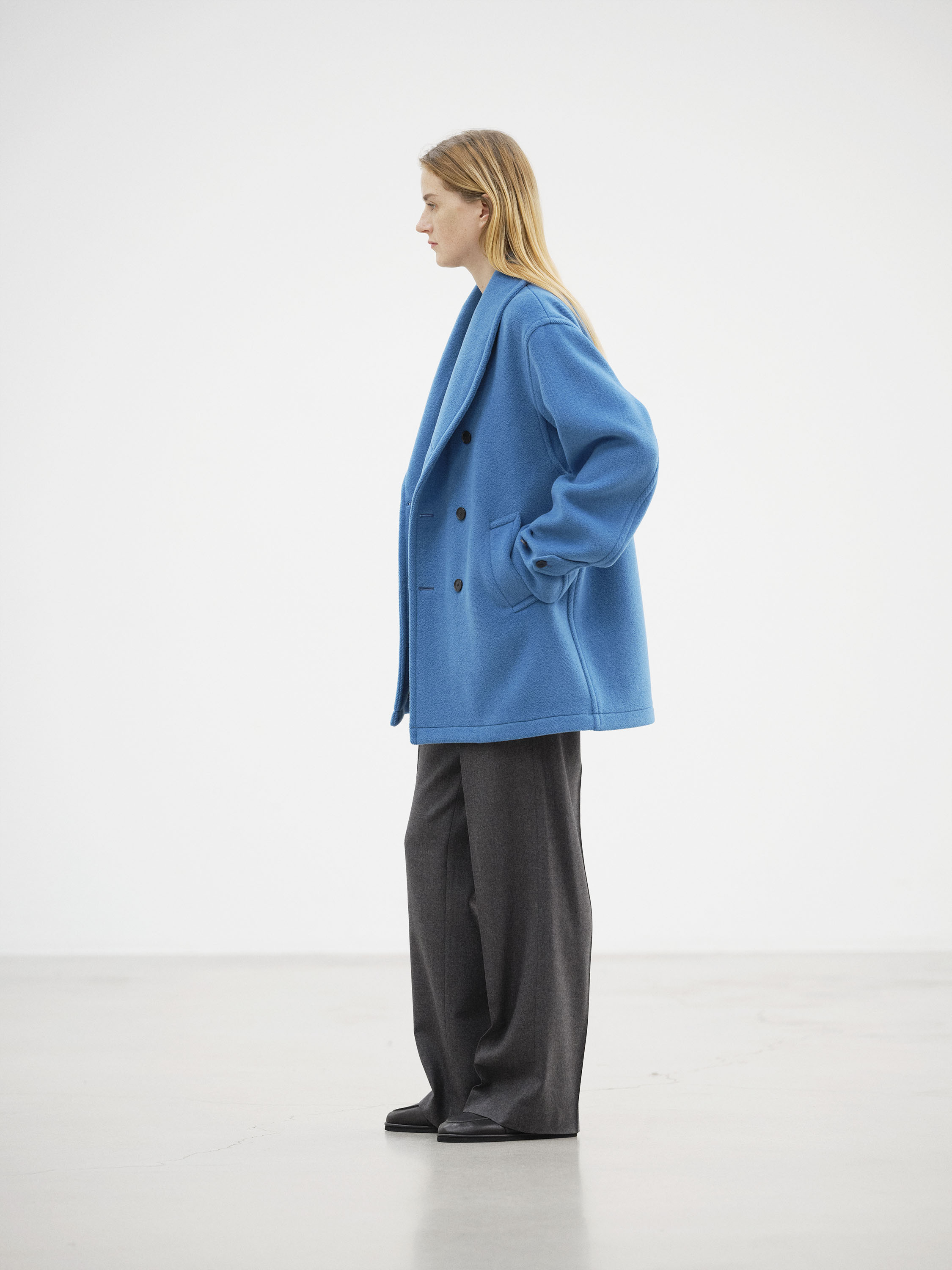 WOOL HERRINGBONE SHAWL COLLAR COAT 詳細画像 CERULEAN BLUE 2
