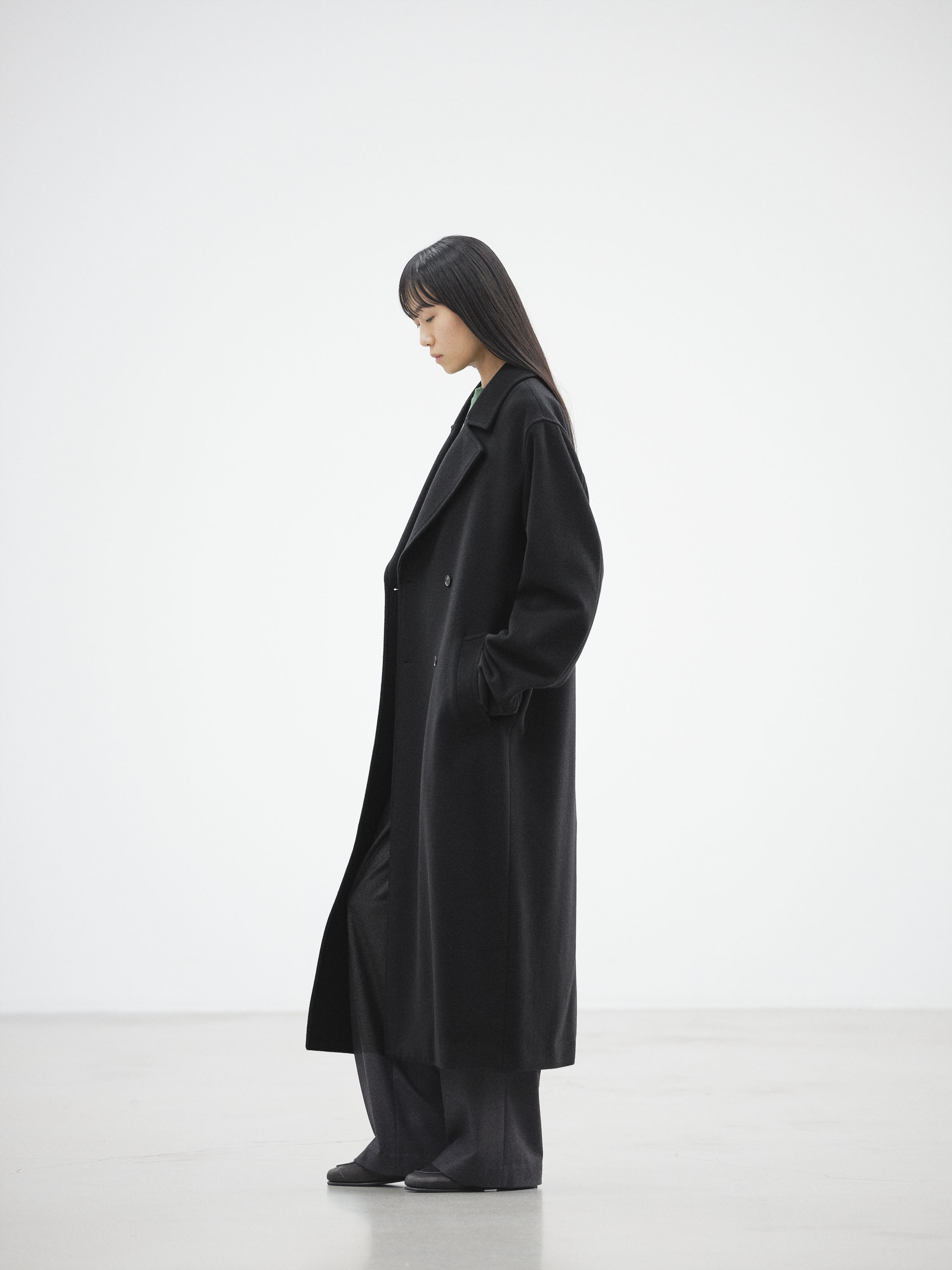SUPER FINE WOOL MOSSER DOUBLE-BREASTED COAT 詳細画像 BLACK 2