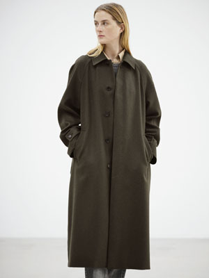 BABY CAMEL FLANNEL SOUTIEN COLLAR COAT