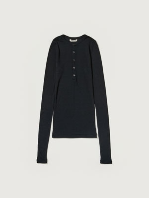WOOL SILK SOFT RIB HENLEY