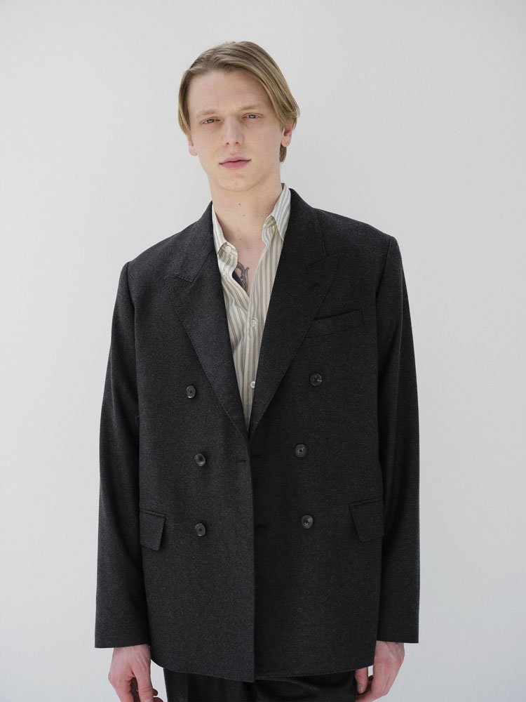 WOOL FULLING FLANNEL DOUBLE-BREASTED JACKET