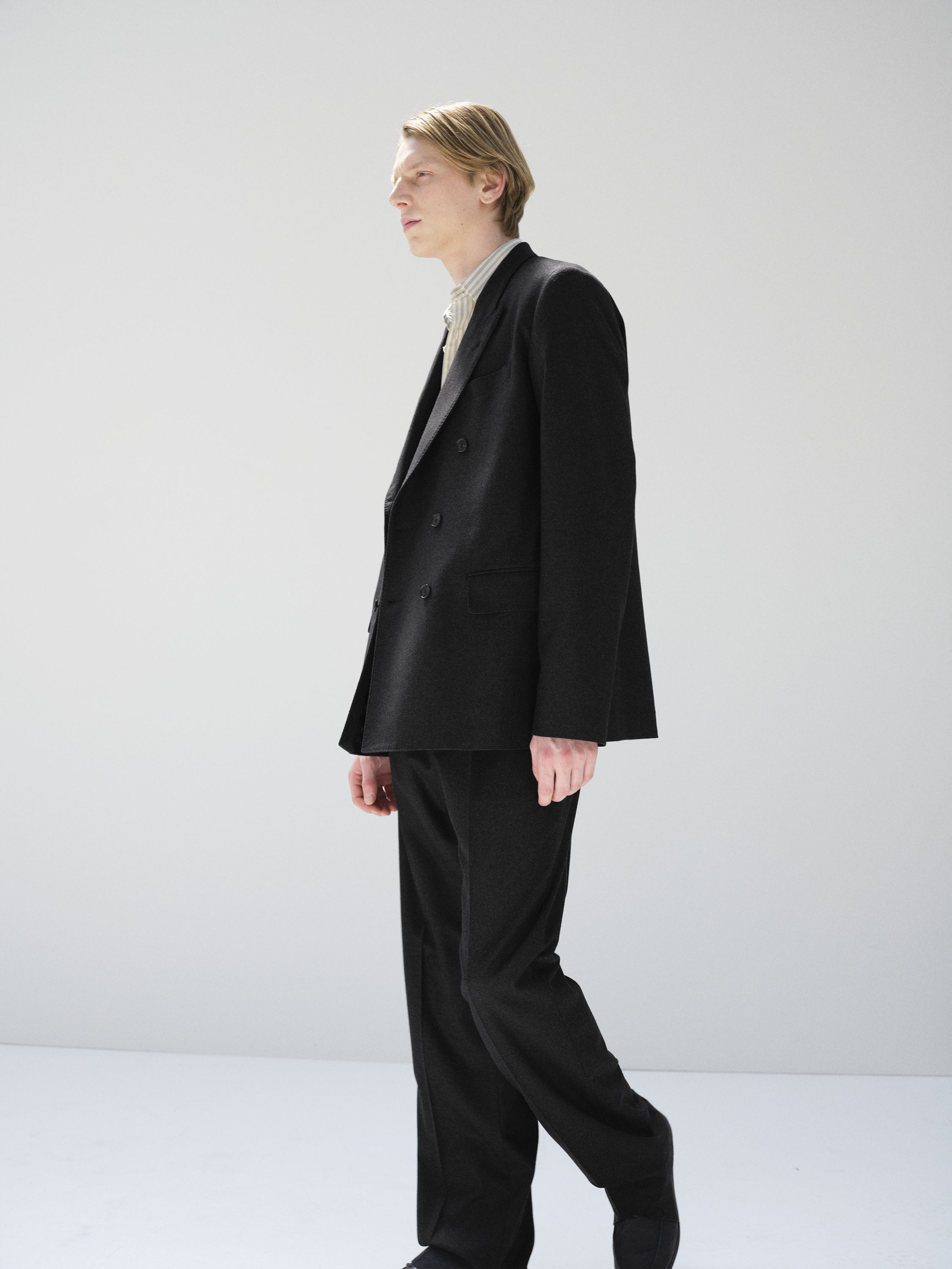 WOOL FULLING FLANNEL DOUBLE-BREASTED JACKET 詳細画像 TOP CHARCOAL 2
