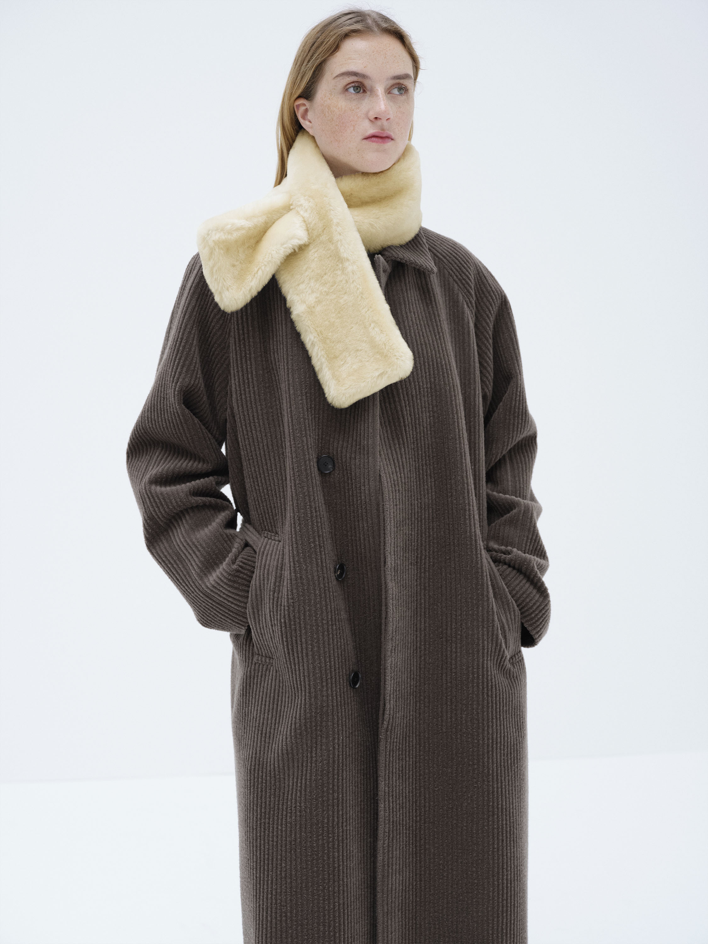 STRAIGHT MERINO MOUTON FUR STOLE 詳細画像 BEIGE 2