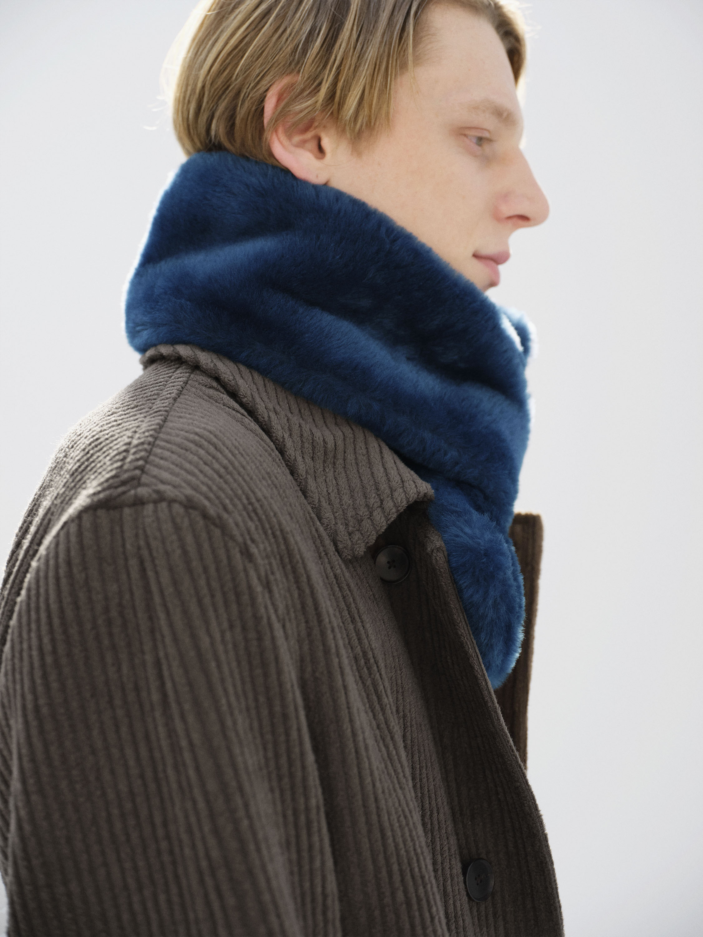 STRAIGHT MERINO MOUTON FUR STOLE 詳細画像 NAVY 2