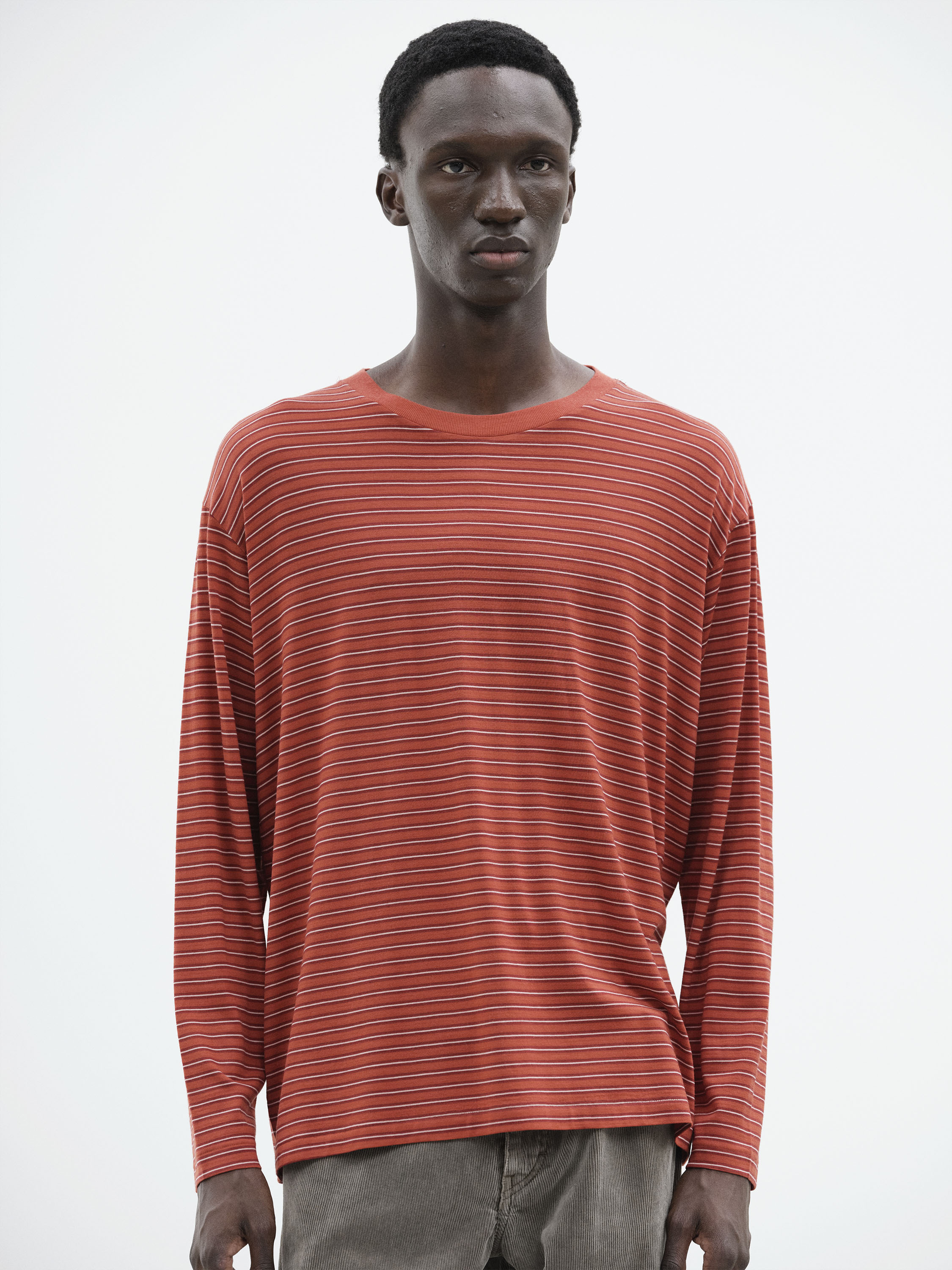 SOFT SMOOTH WOOL STRIPE JERSEY L/S TEE 詳細画像 RED STRIPE 1