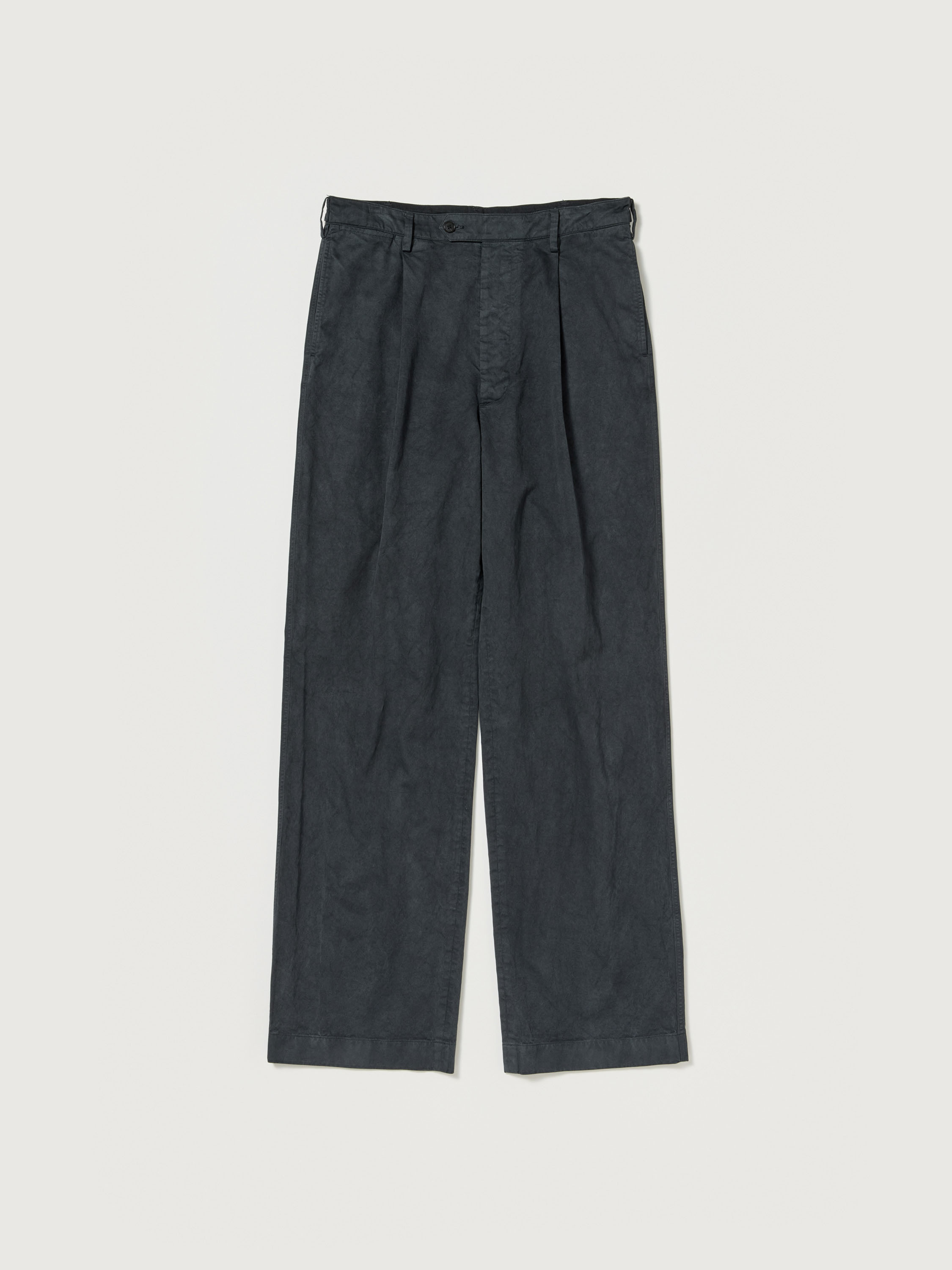 GARMENT-DYED FINX CHINO ONE-TUCK WIDE PANTS 詳細画像 BLACK 1