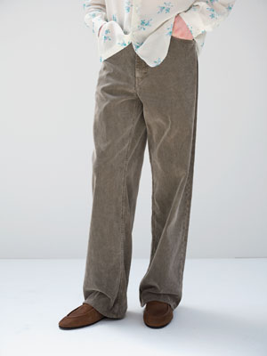 GARMENT-DYED FINX CORDUROY 5P WIDE PANTS