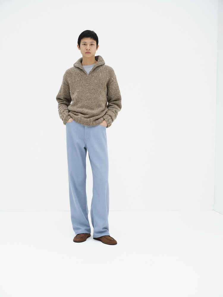 LOW-GAUGE HOMESPUN TWEED KNIT ZIP TURTLE - AURALEE Official Website