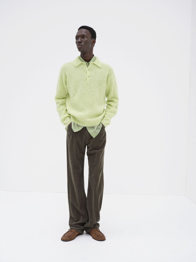 BRUSHED SUPER KID MOHAIR KNIT POLO - AURALEE Official Website