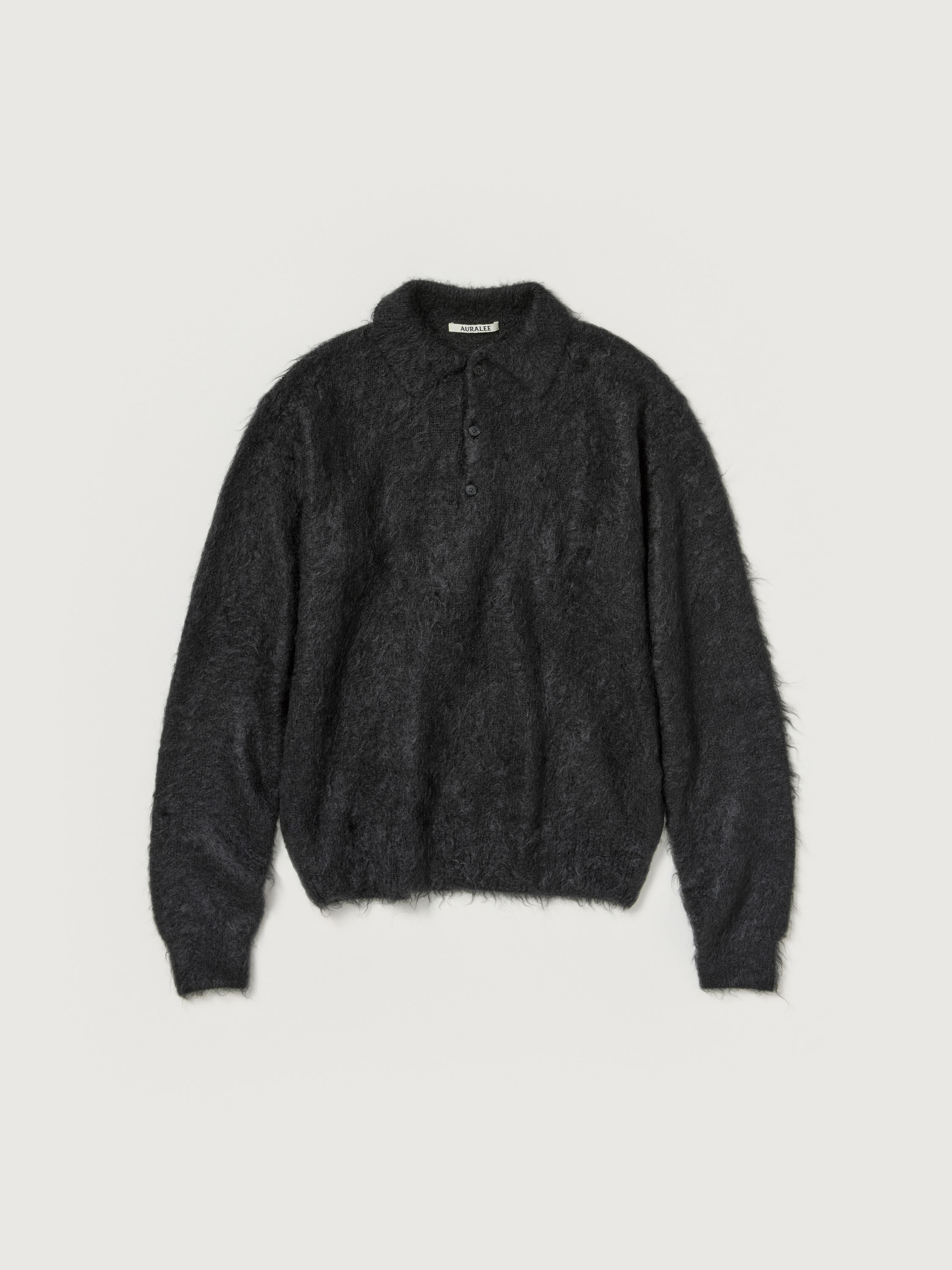 BRUSHED SUPER KID MOHAIR KNIT POLO 詳細画像 INK BLACK 1