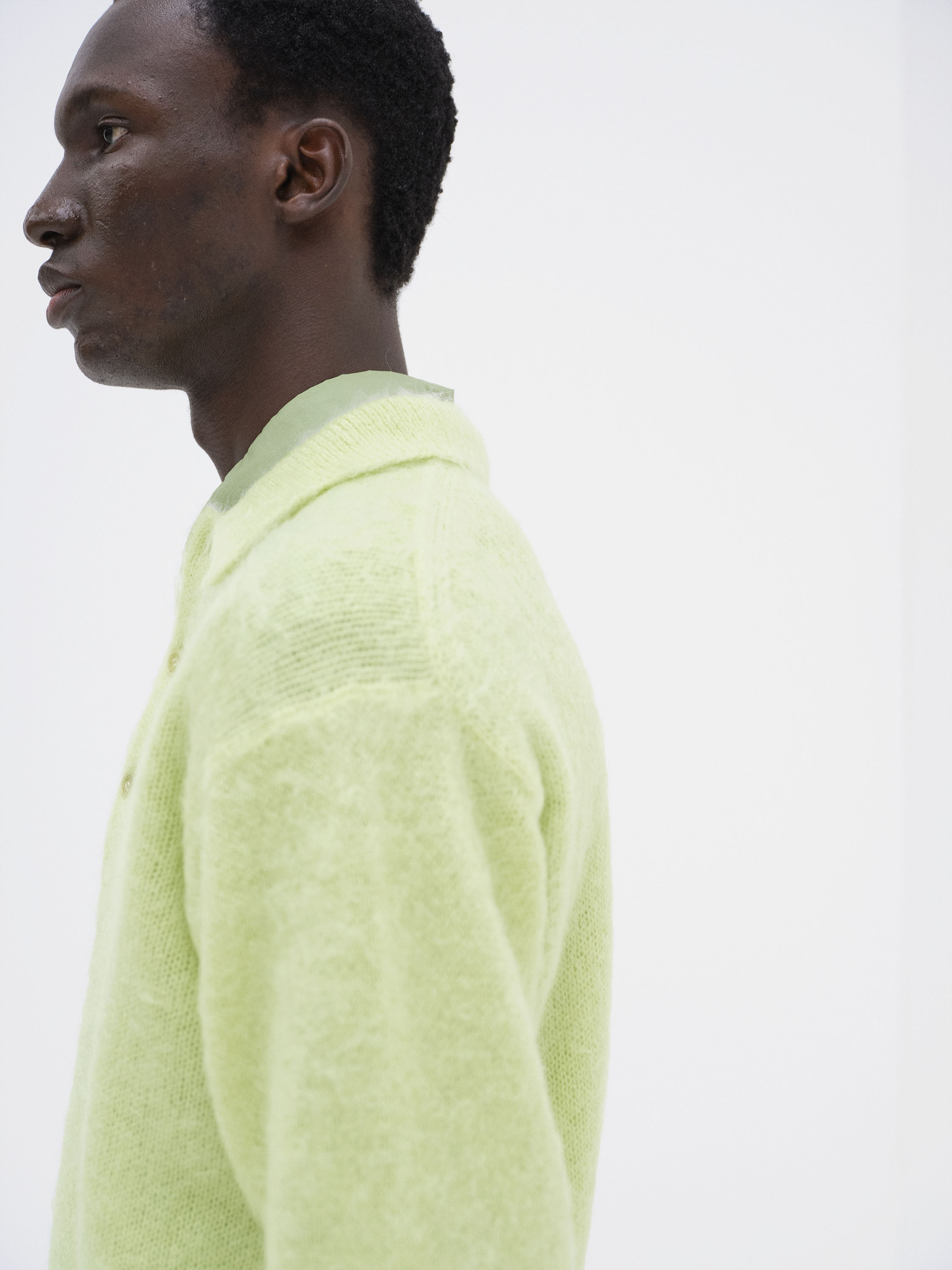 BRUSHED SUPER KID MOHAIR KNIT POLO 詳細画像 LIGHT LIME 3