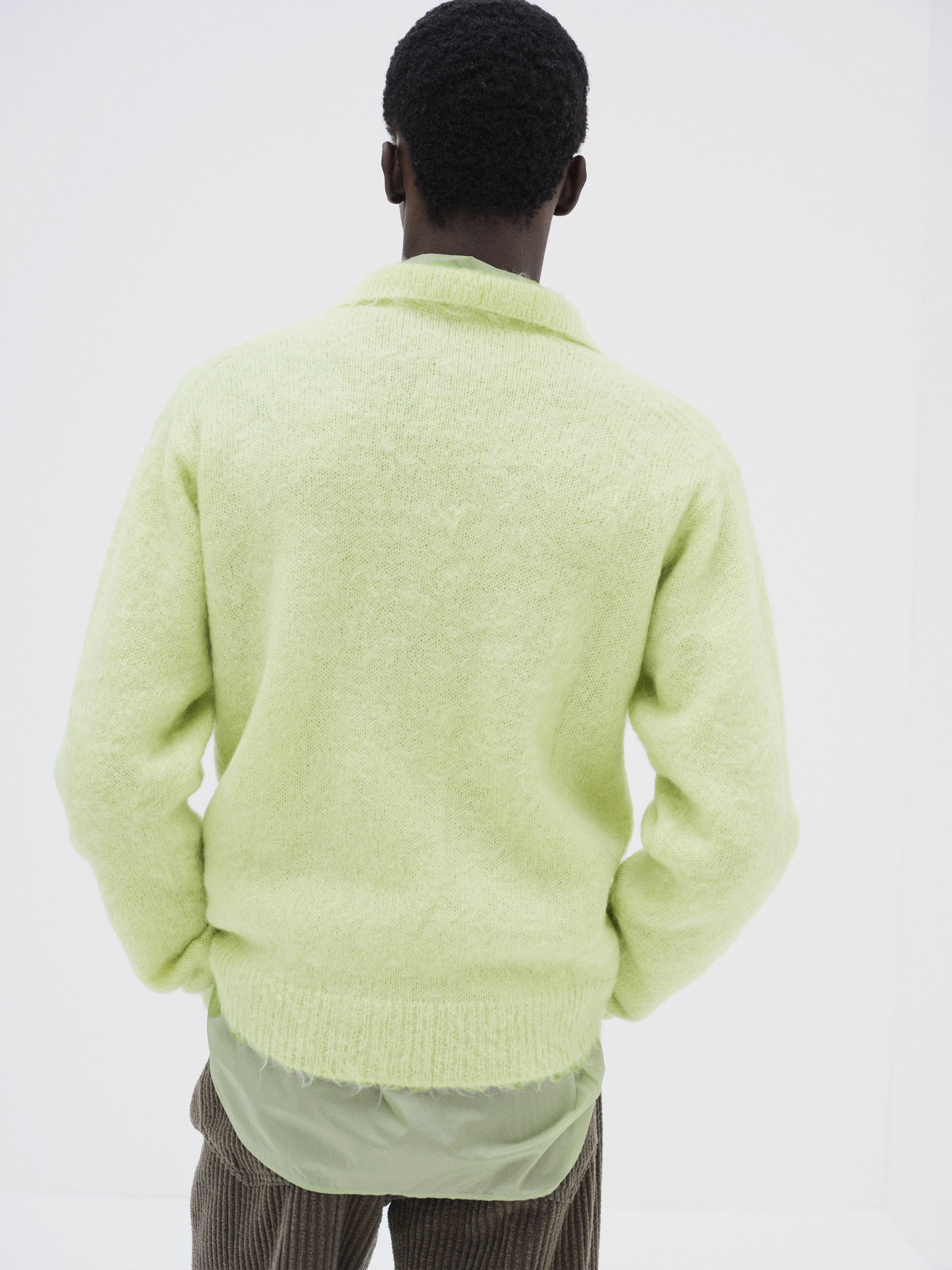 BRUSHED SUPER KID MOHAIR KNIT POLO 詳細画像 LIGHT LIME 4