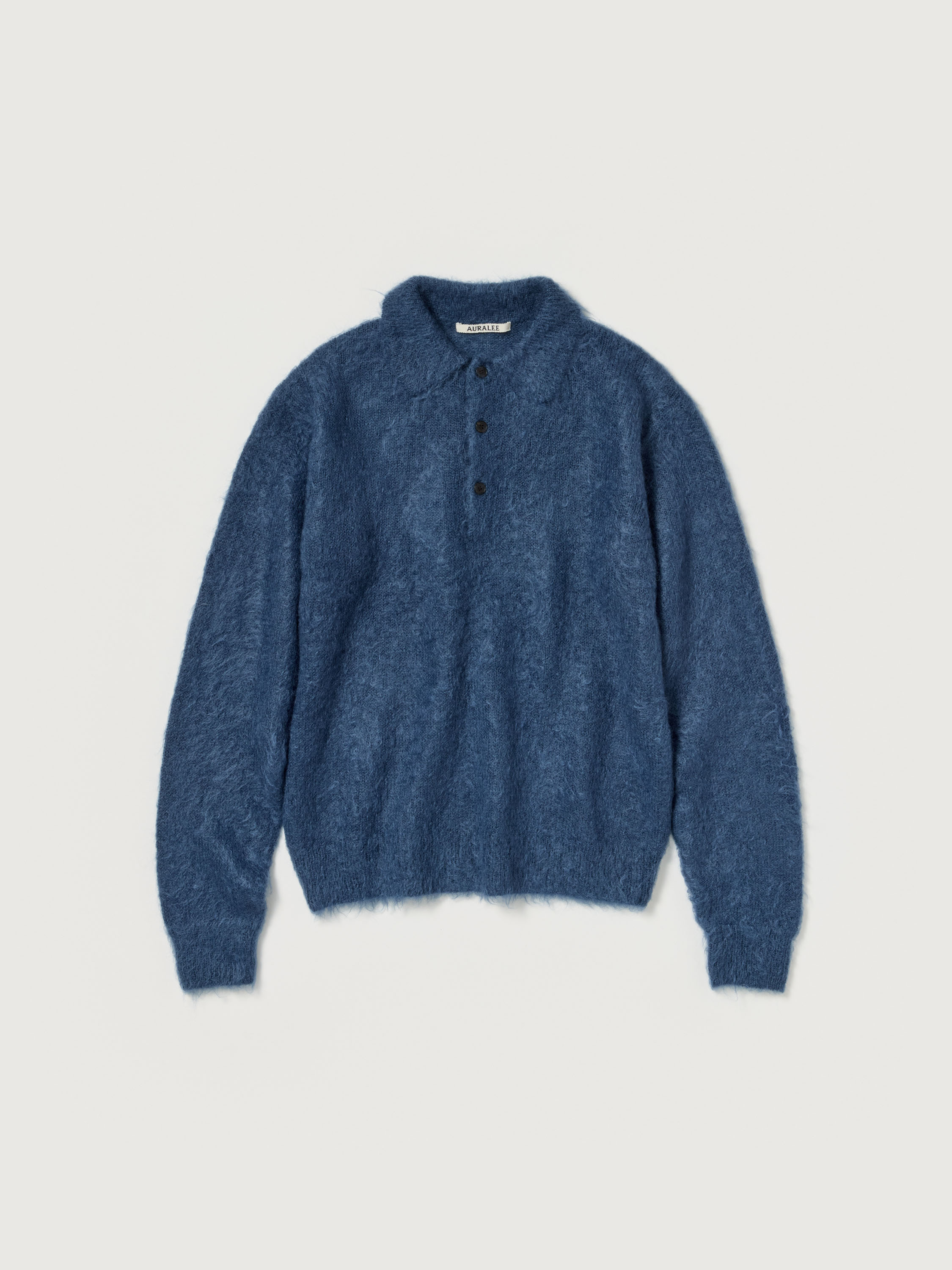 BRUSHED SUPER KID MOHAIR KNIT POLO 詳細画像 LIGHT NAVY 1
