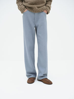 SILK NEP DENIM 5P WIDE PANTS