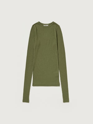 WOOL SILK SOFT RIB L/S TEE