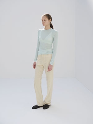WOOL SILK SOFT RIB L/S TEE