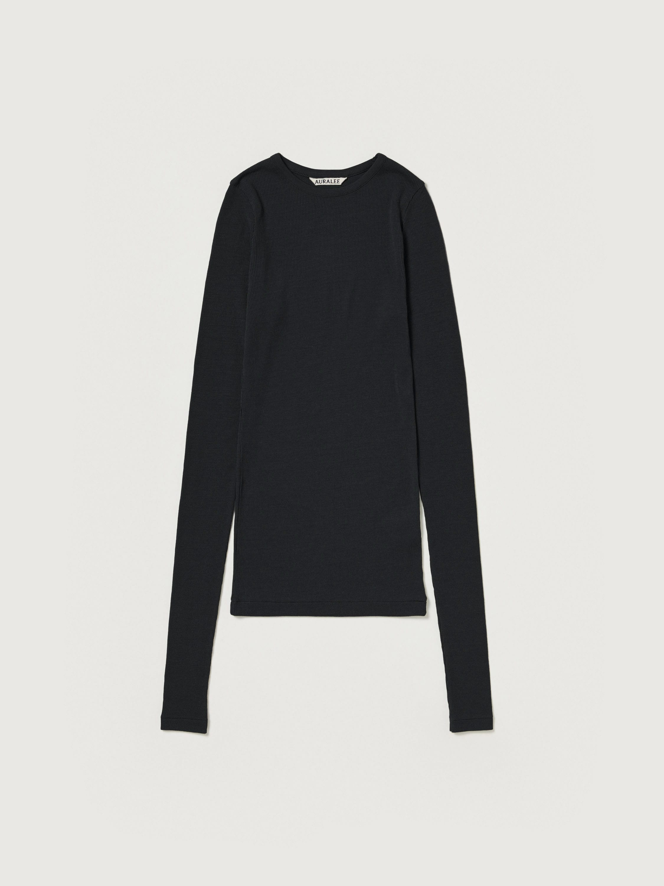 WOOL SILK SOFT RIB L/S TEE 詳細画像 BLACK 1