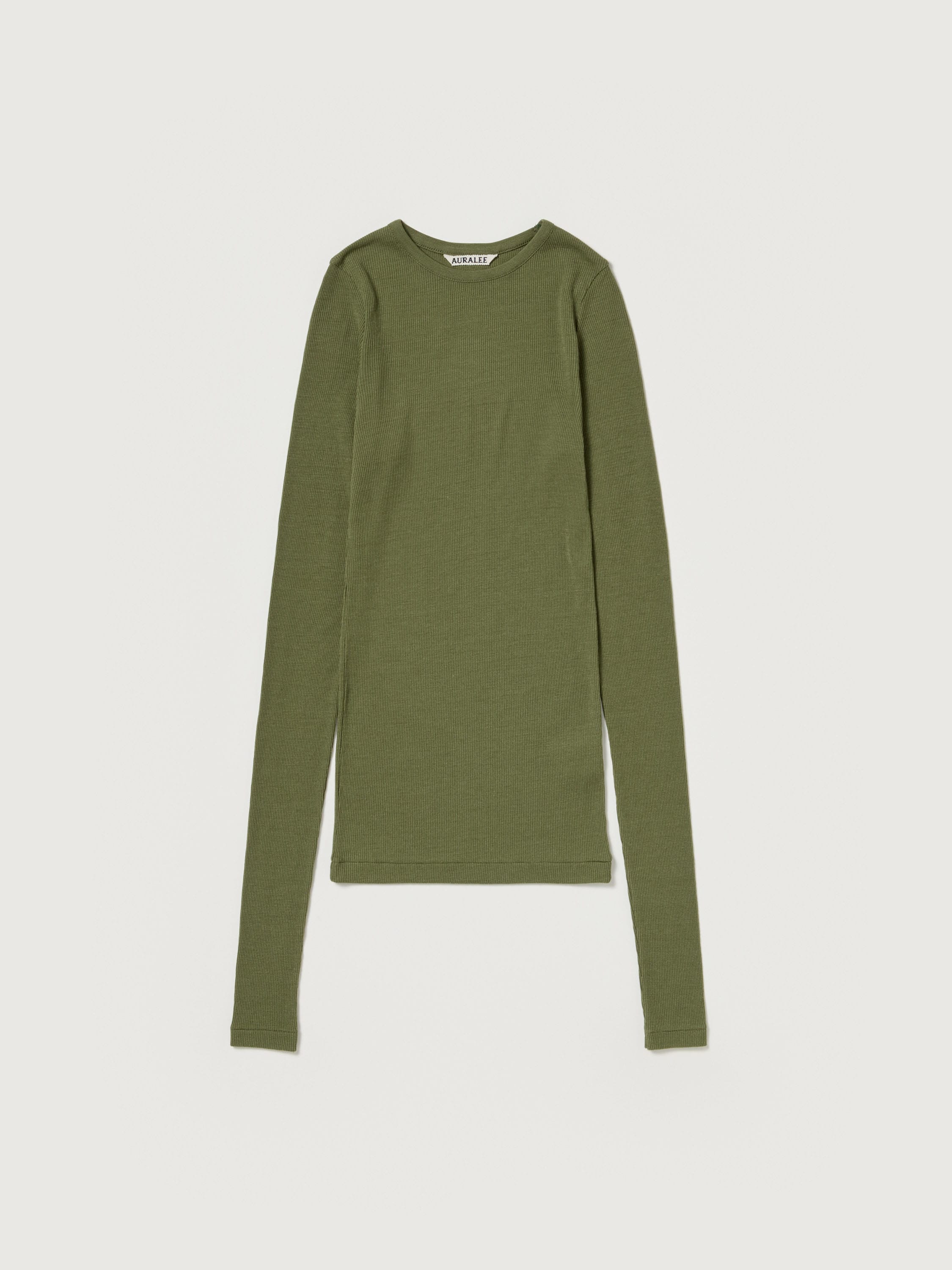 WOOL SILK SOFT RIB L/S TEE 詳細画像 MOSS GREEN 1
