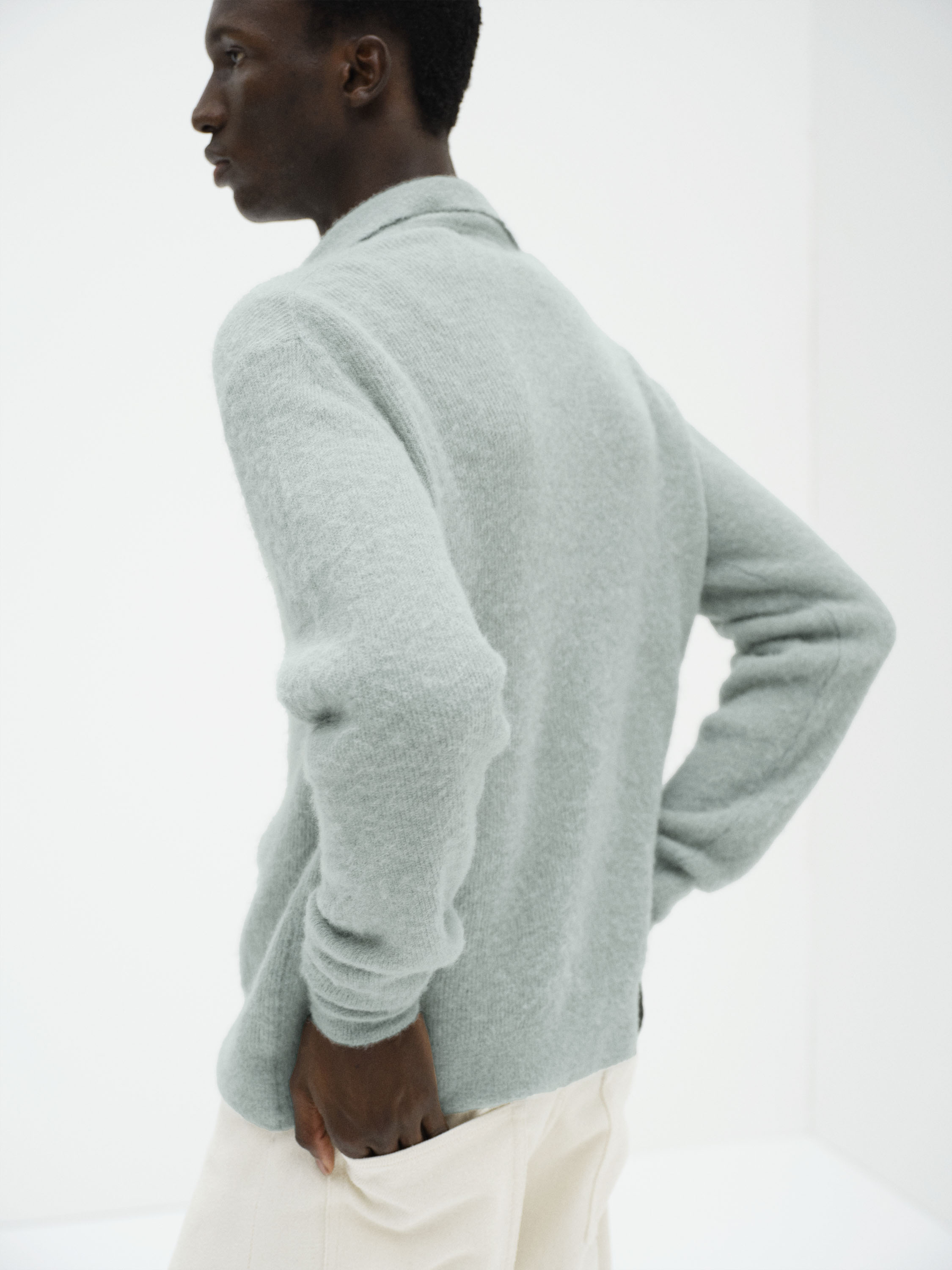 BABY SURI ALPACA SHEER KNIT SKIPPER POLO 詳細画像 DUSTY MINT 3