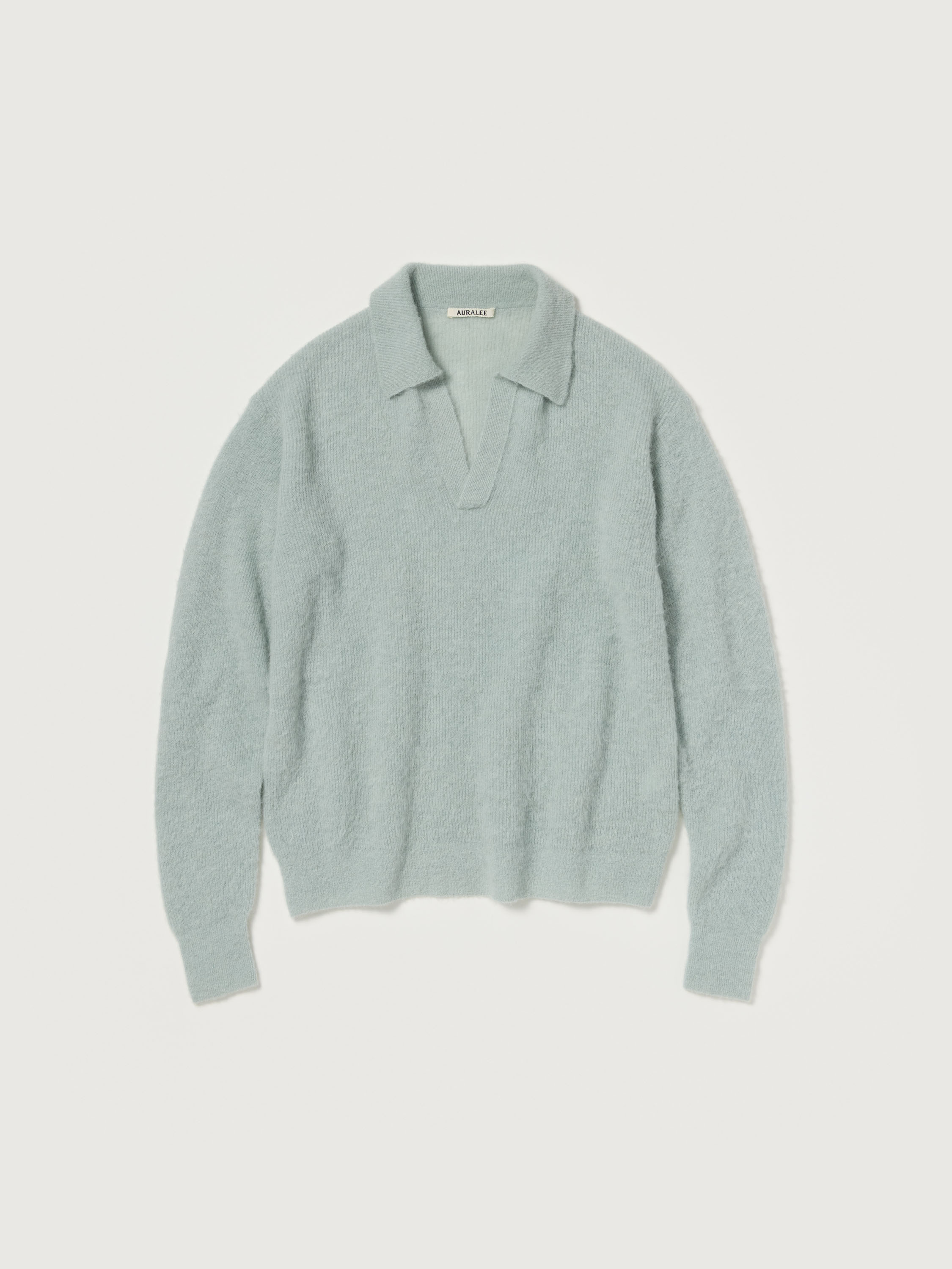 BABY SURI ALPACA SHEER KNIT SKIPPER POLO 詳細画像 DUSTY MINT 4
