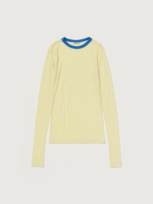 FLUFFY CASHMERE NYLON JERSEY RINGER L/S TEE