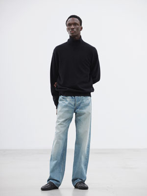 SELVEDGE FADED HEAVY DENIM WIDE PANTS