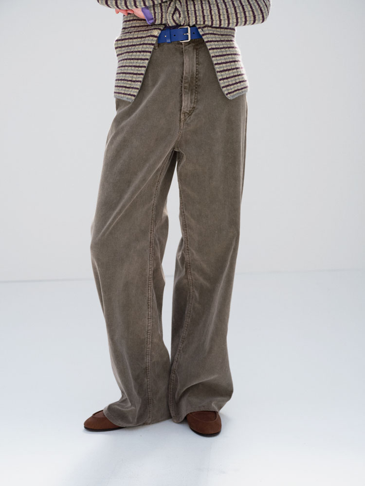 GARMENT-DYED FINX CORDUROY 5P WIDE PANTS
