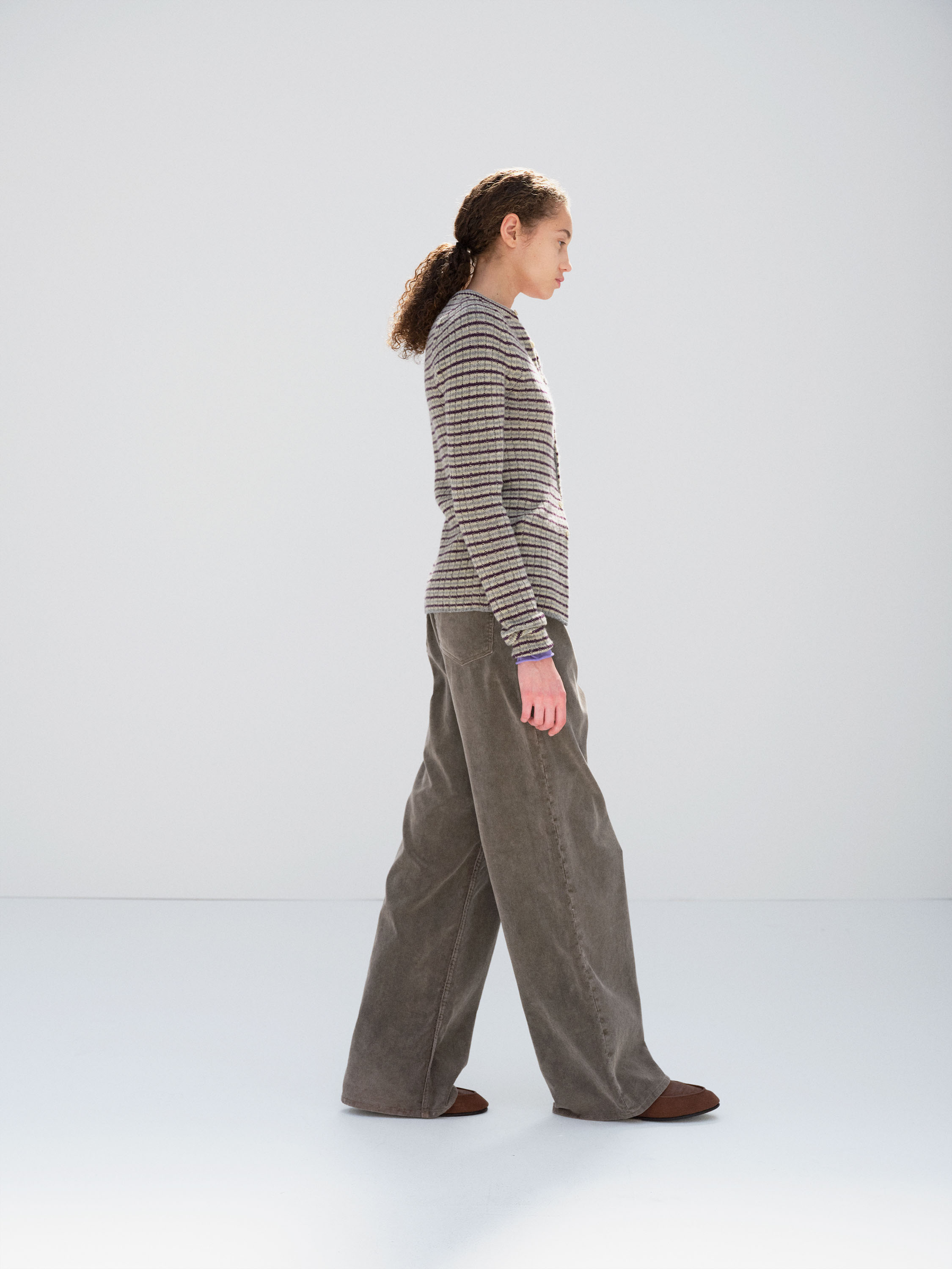 GARMENT-DYED FINX CORDUROY 5P WIDE PANTS 詳細画像 OLIVE BROWN 3