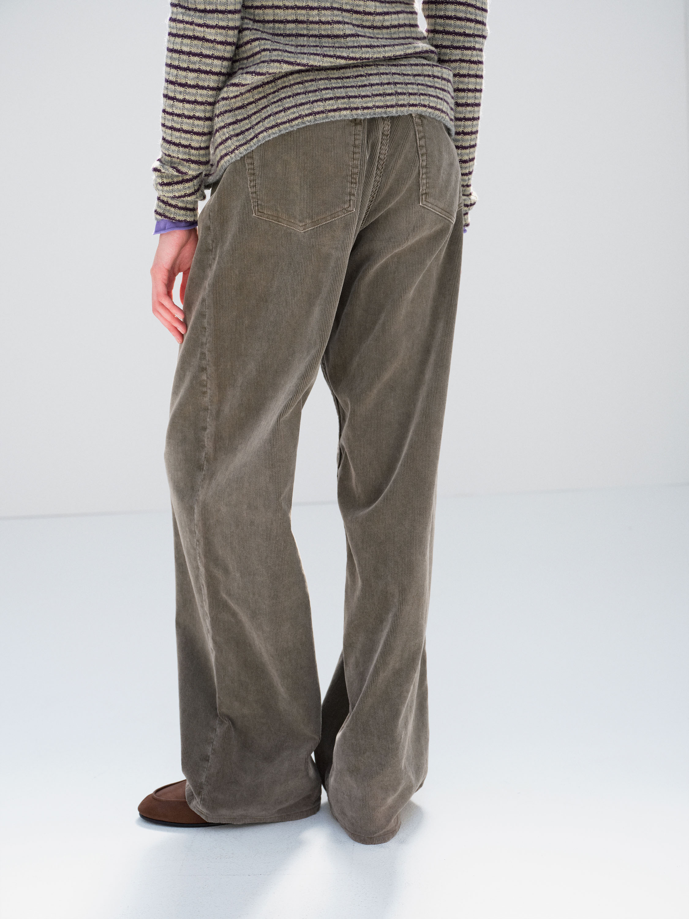 GARMENT-DYED FINX CORDUROY 5P WIDE PANTS 詳細画像 OLIVE BROWN 5